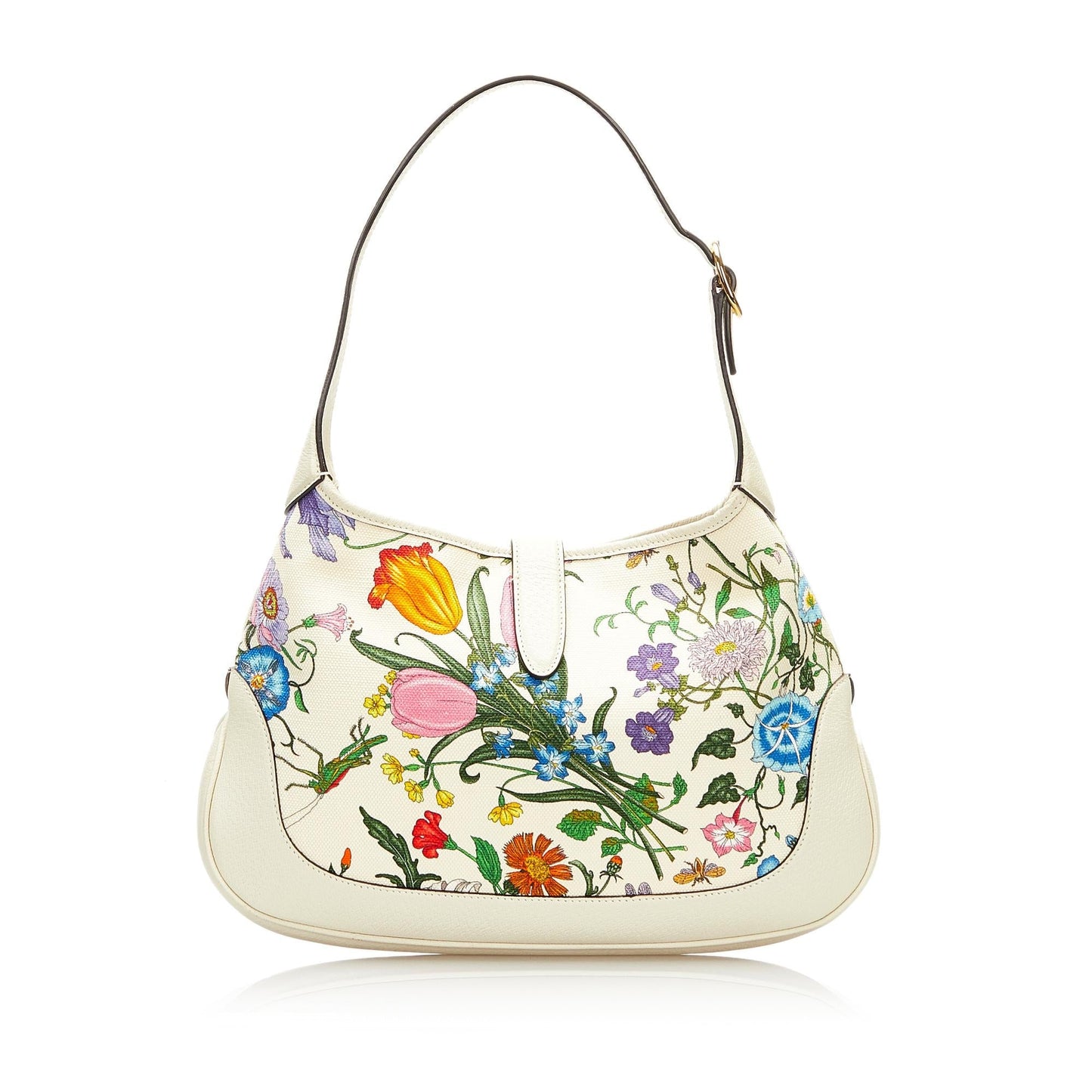 Gucci Flora Jackie SHG Canvas White Shoulder Bag