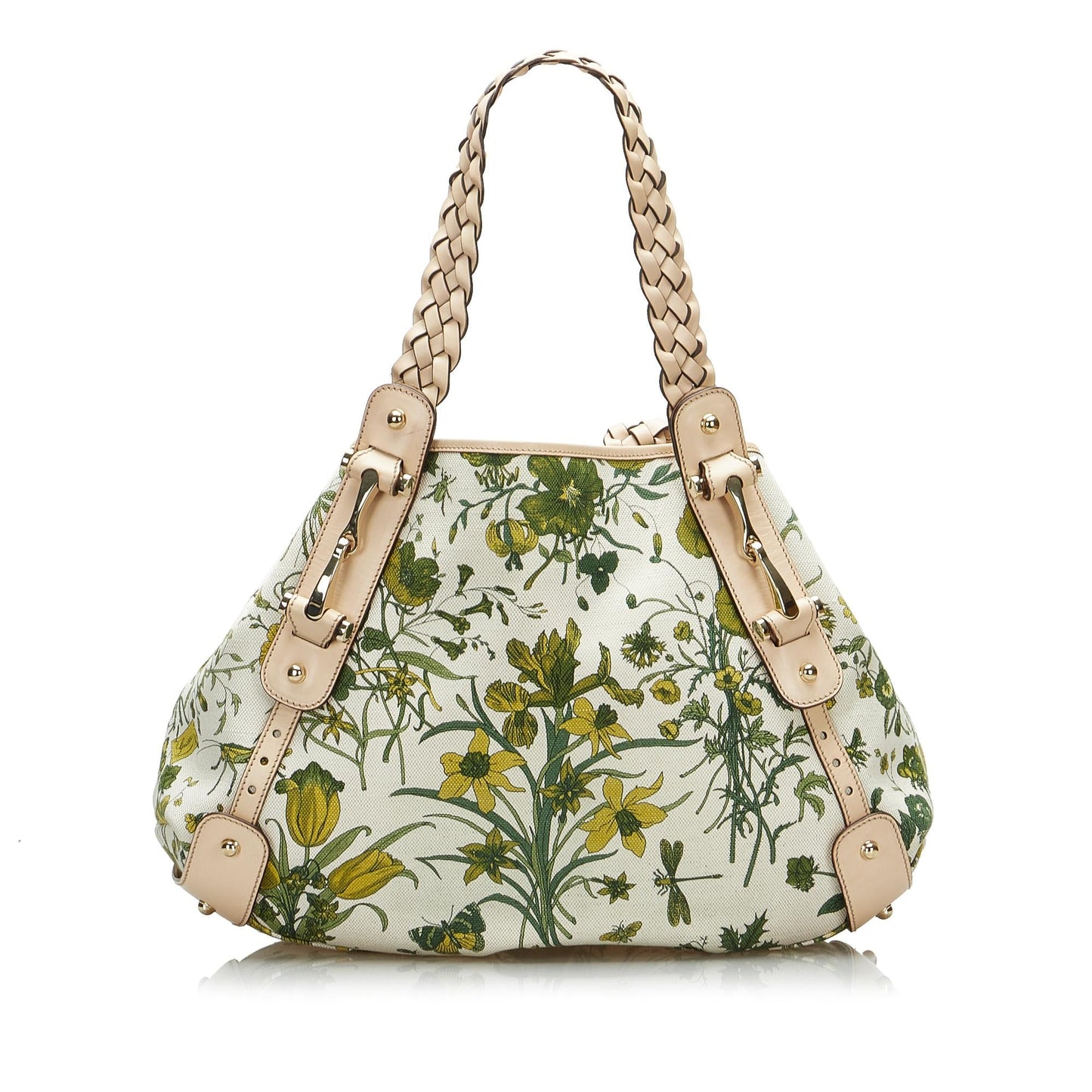 Gucci Flora Pelham SHG-frAwjq Canvas Calf White Green Tote Bag