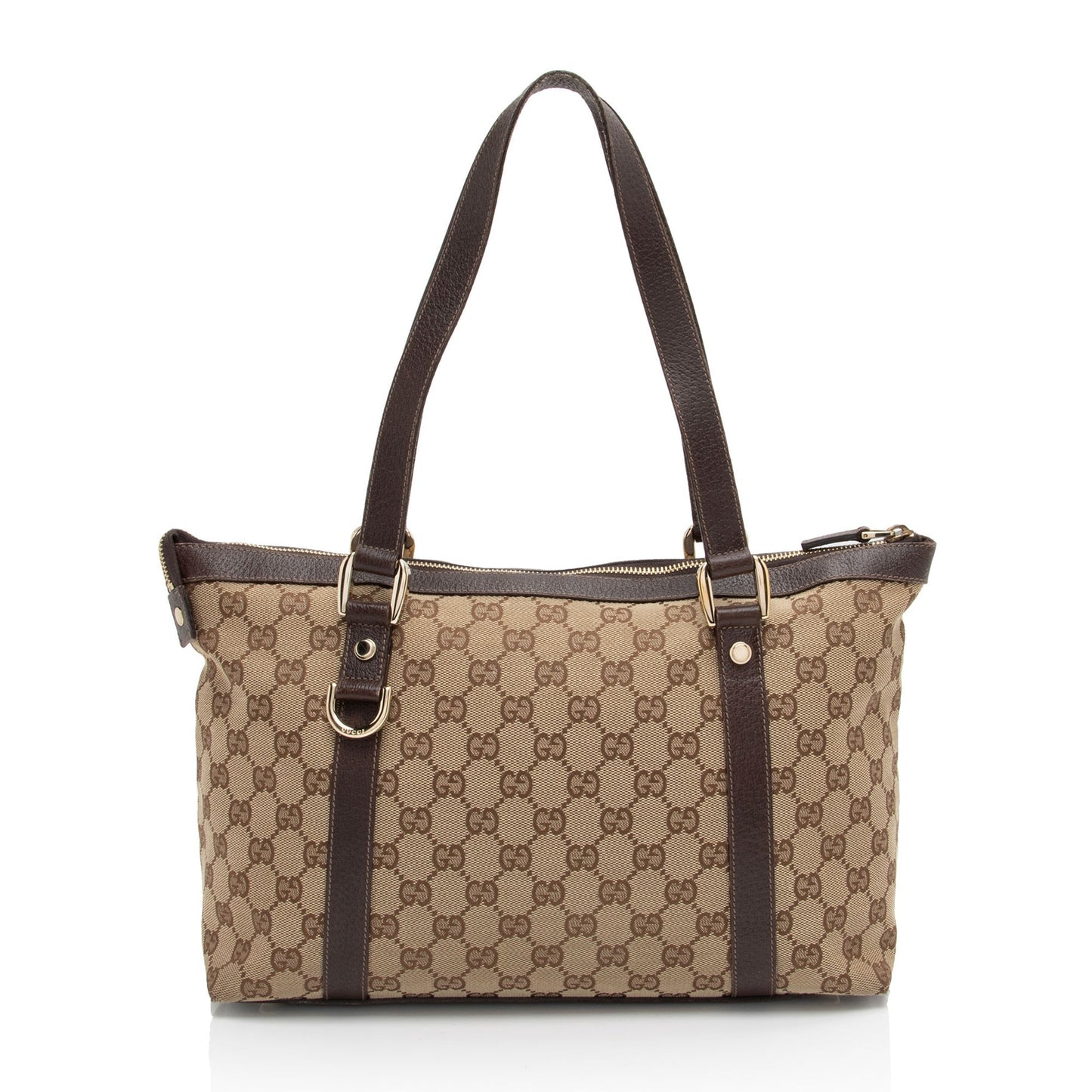 Gucci GG Abbey SHF-3Yofcp Leather Canvas Brown Medium Tote Bag