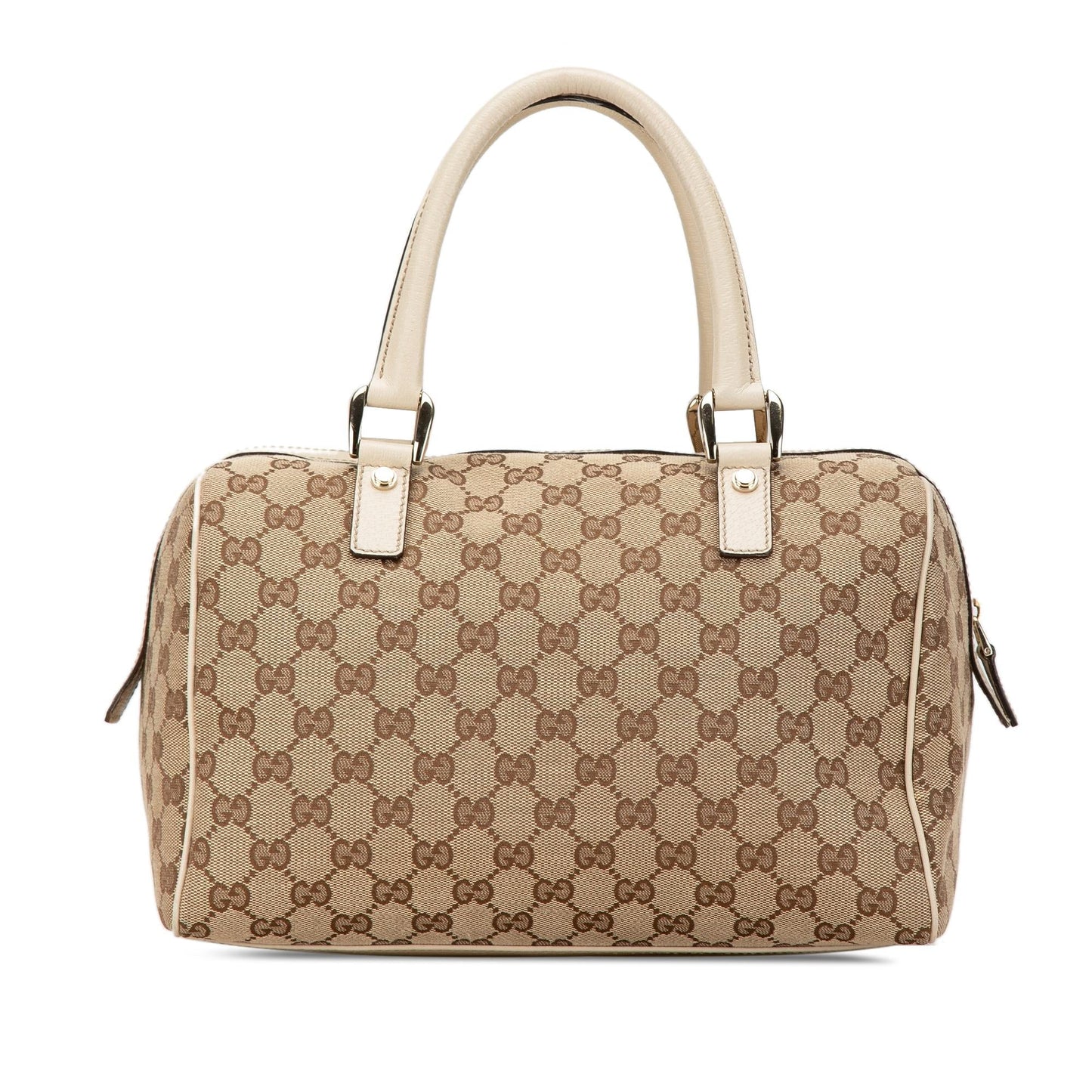 Gucci GG Abbey Pocket Boston SHG-RNdAnr Canvas Calf White Brown Satchel Bag