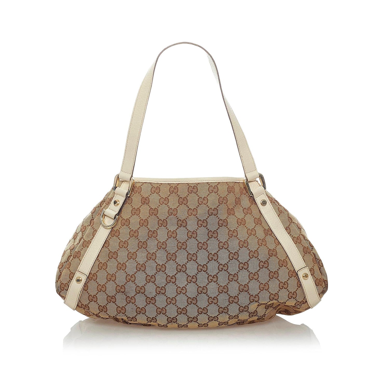Gucci GG Abbey SHG Canvas Calf White Brown Shoulder Bag