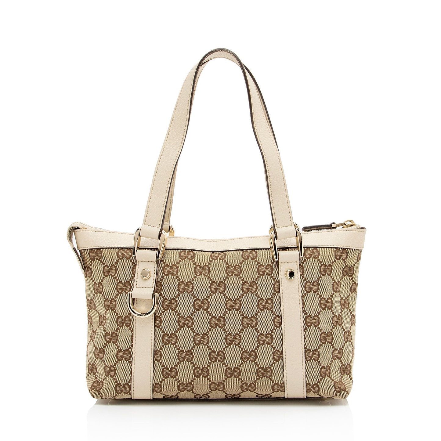 Gucci GG Abbey SHF-igNoy2 Leather Canvas White Beige Tote Bag