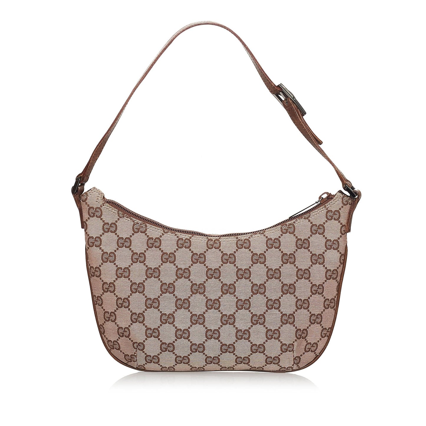 Gucci GG Baguette SHG Canvas Calf Brown Handbag