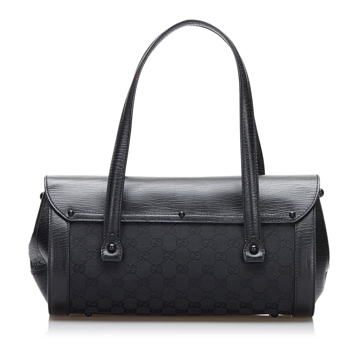Gucci GG Bamboo Bullet SHG-QnU4Hs Canvas Calf Black Shoulder Bag