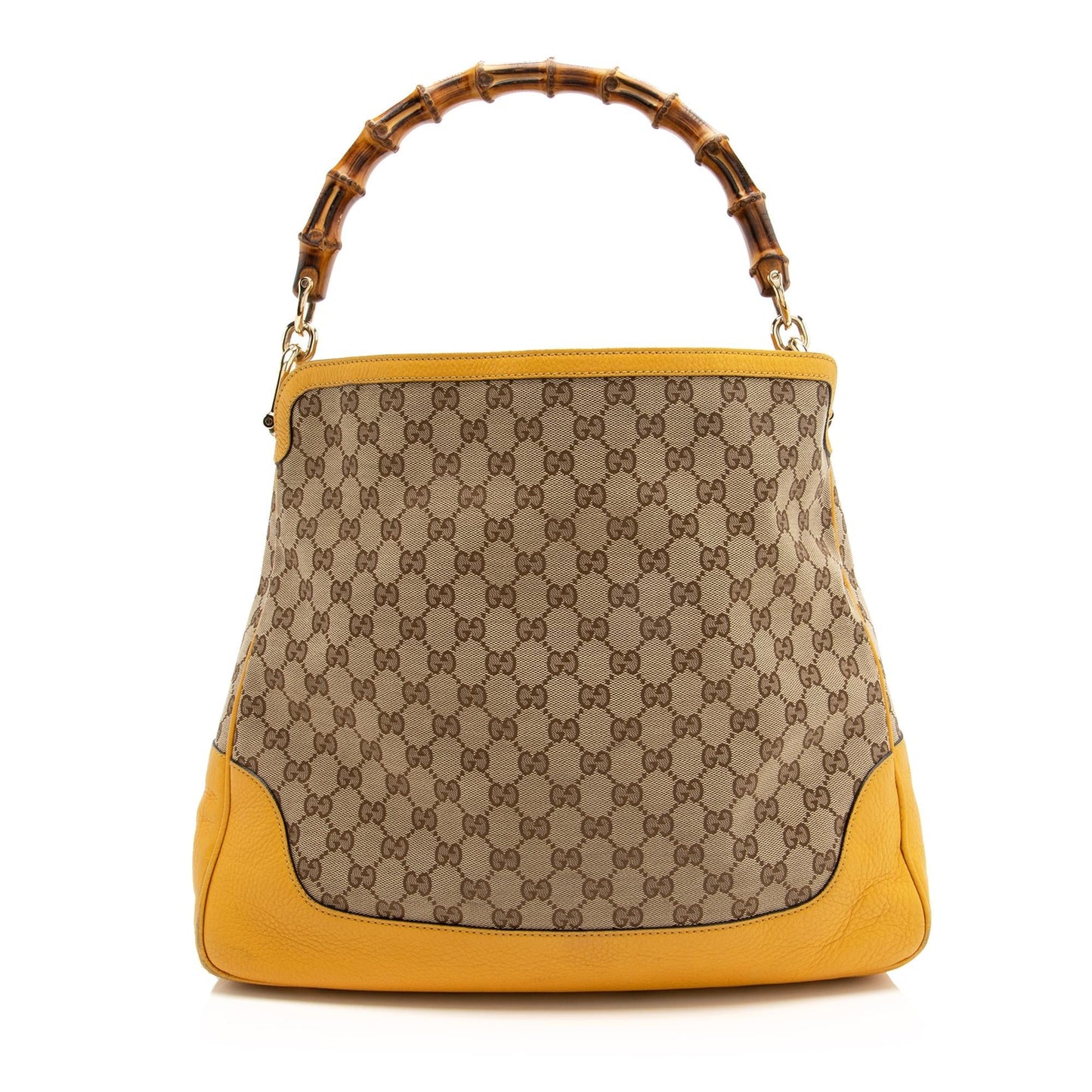 Gucci GG Bamboo Diana SHF Leather Canvas Beige Medium Shoulder Bag