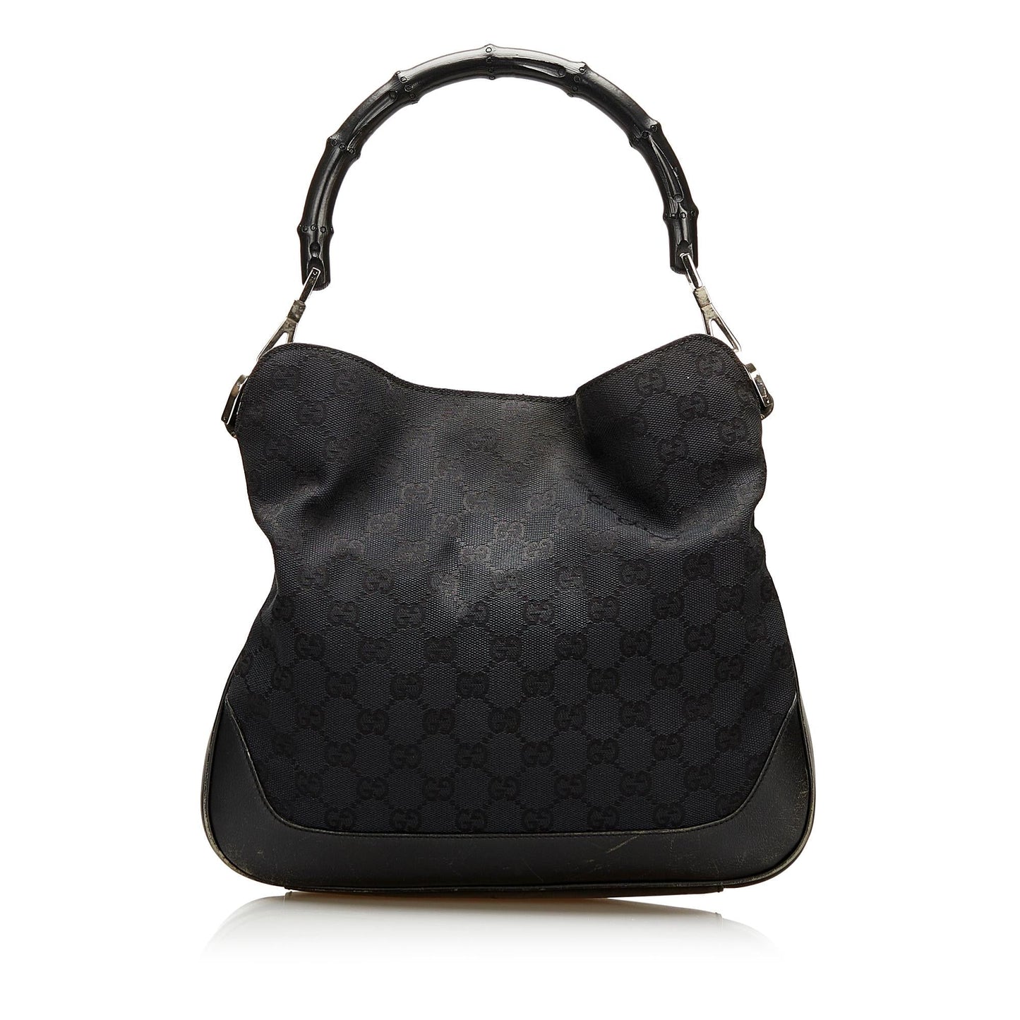 Gucci GG Bamboo SHG Canvas Black Satchel Bag