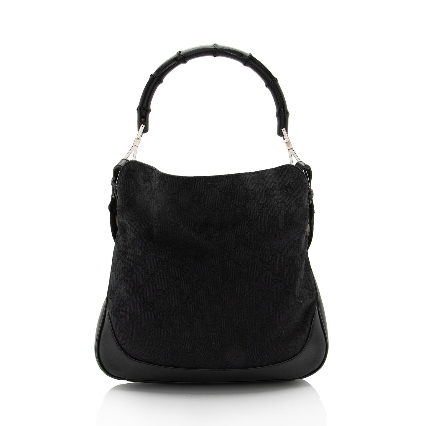 Gucci GG Bamboo SHF-TMDZ2h Leather Canvas Black Top Handle Shoulder Bag
