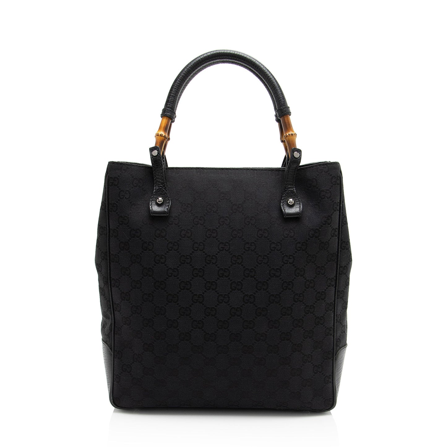 Gucci GG Bamboo SHF-1xRqYh Leather Canvas Black Tote Bag