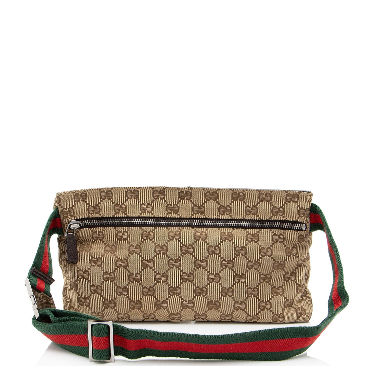 Gucci GG Double Pocket Belt SHF-AmXbhv Leather Canvas Nylon Brown Accessory