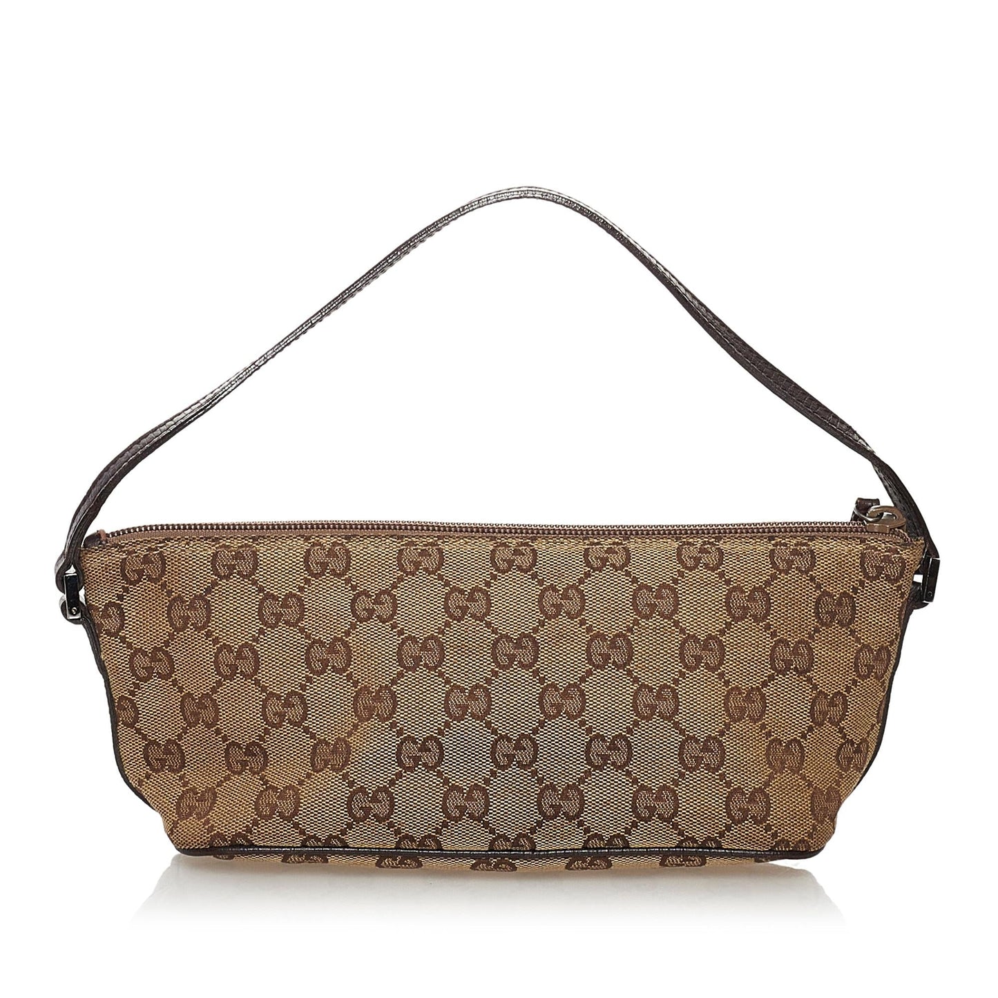 Gucci GG Boat Baguette SHG Canvas Brown Handbag 15