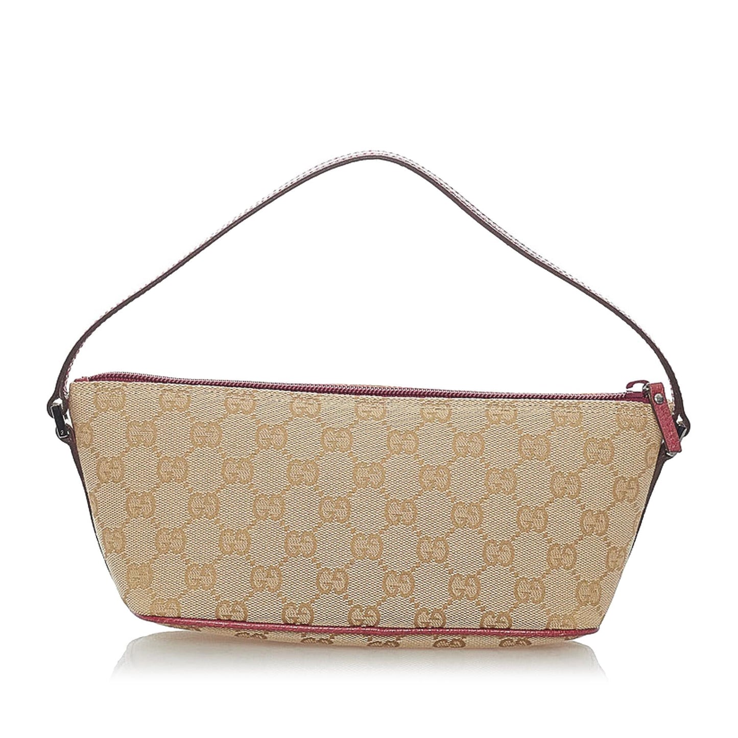 Gucci GG Boat Baguette SHG Canvas Brown Handbag 16