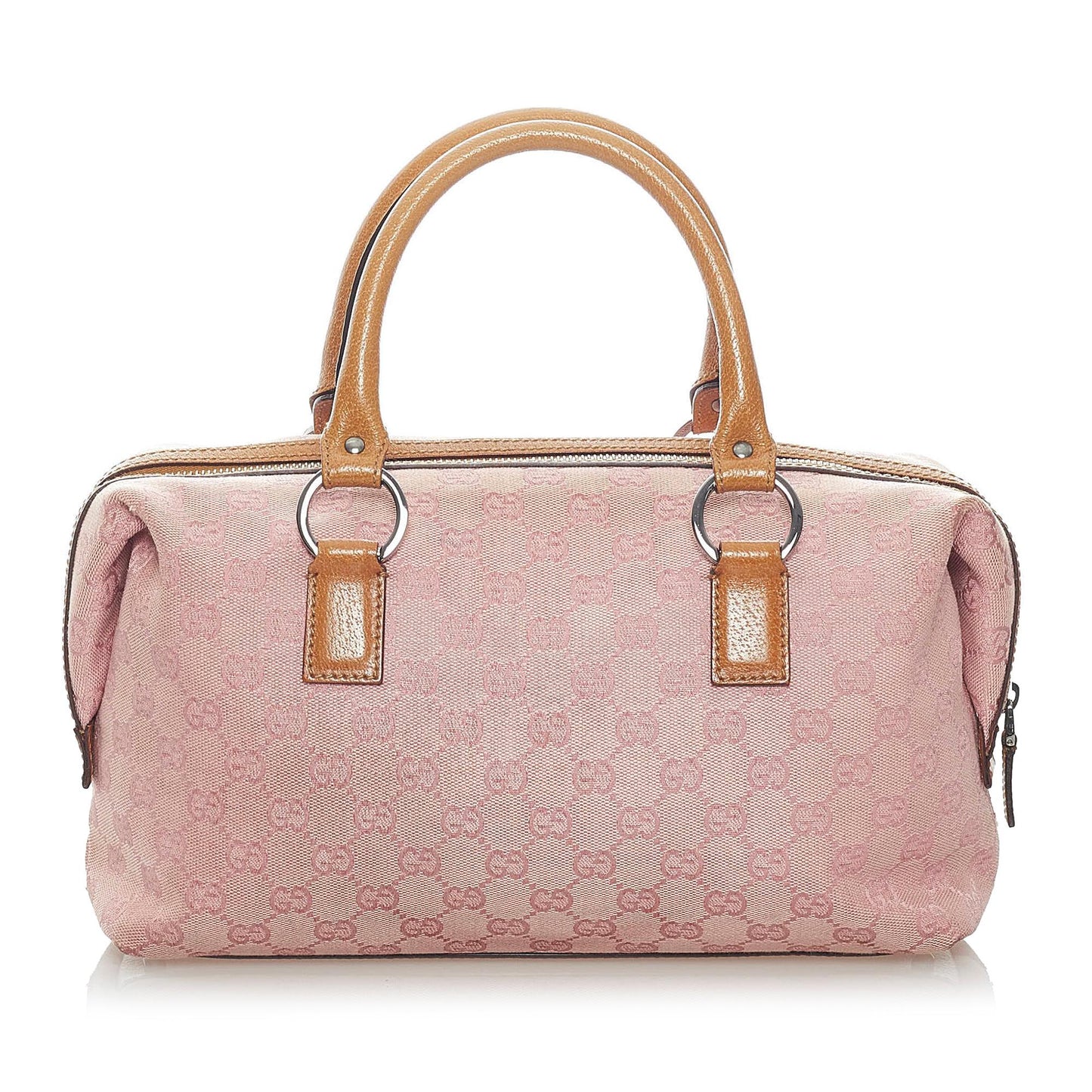 Gucci GG Boston SHG Canvas Brown Pink Satchel Bag