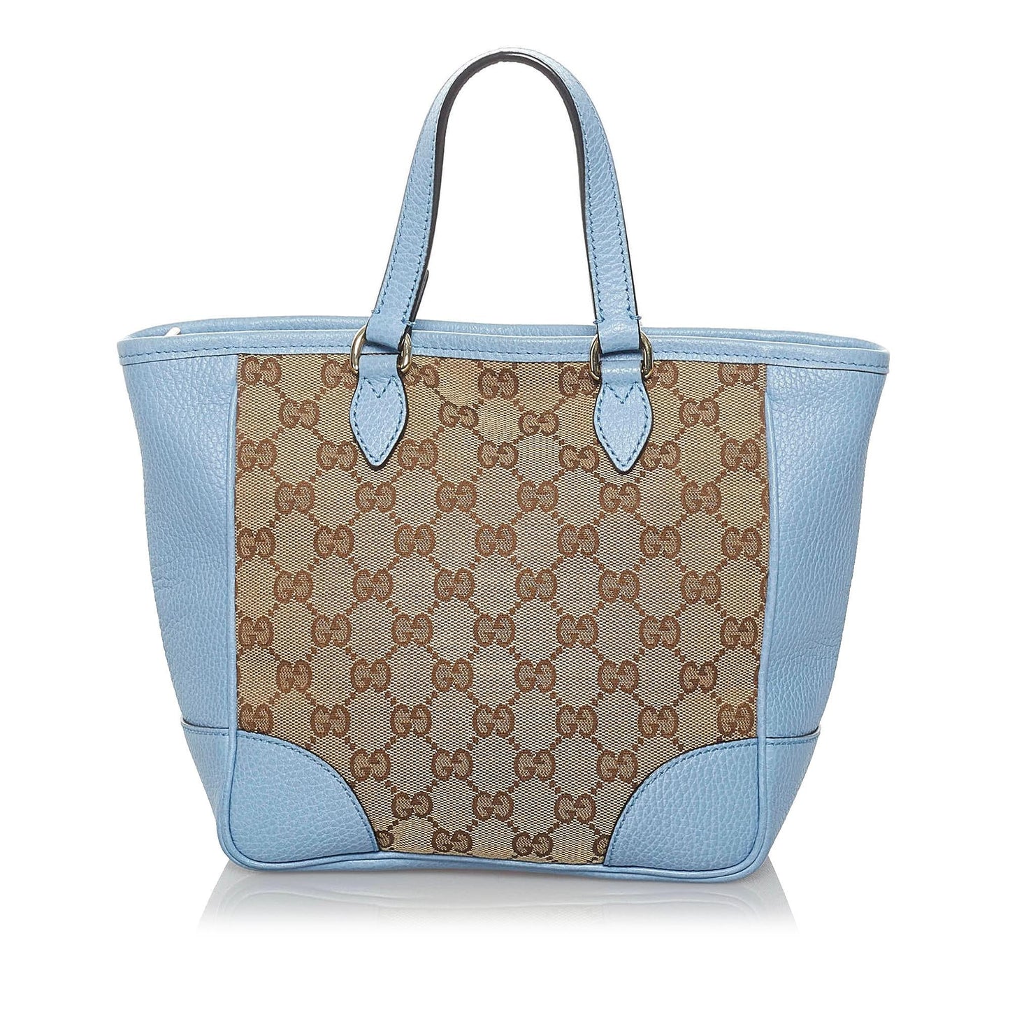 Gucci GG Bree SHG Leather Canvas Brown Blue Satchel Bag