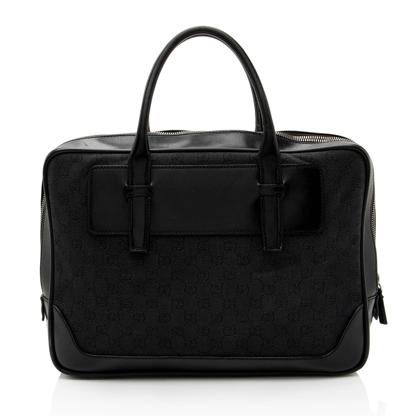 Gucci GG Briefcase Leather Canvas Black Travel Bag