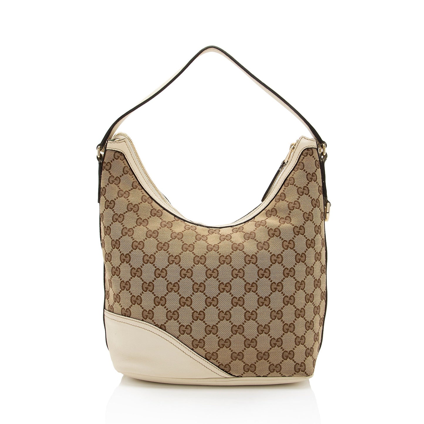Gucci GG Britt SHF-rmQ8Ul Leather Canvas White Beige Shoulder Bag