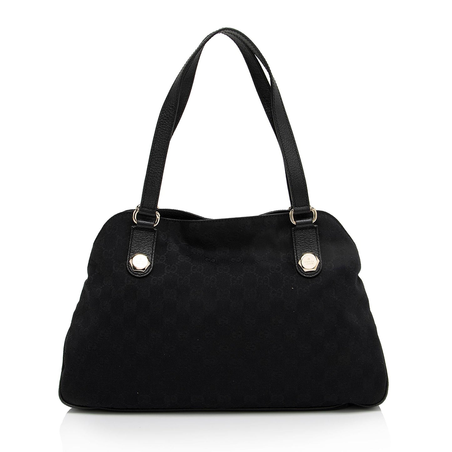 Gucci GG Charmy SHF-xbv73f Leather Canvas Black Medium Tote Bag