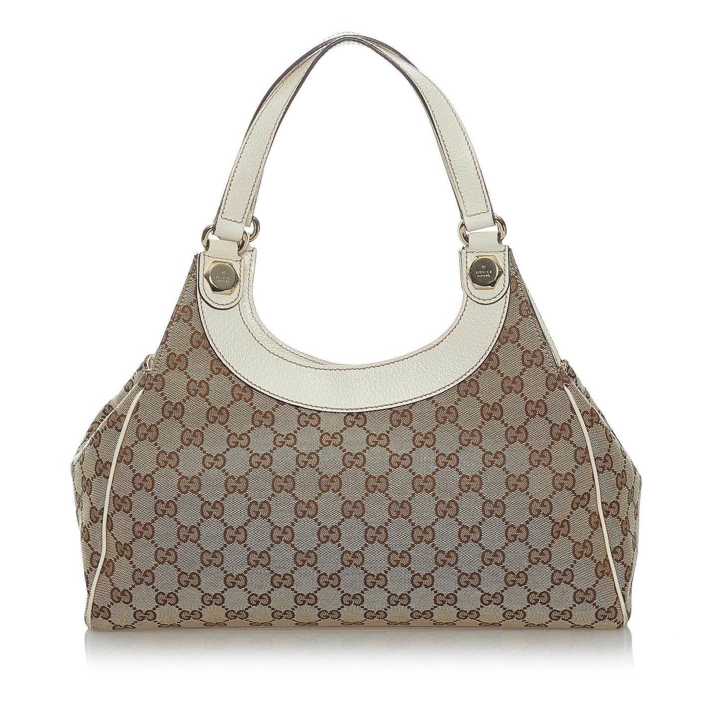 Gucci GG Charmy SHG Canvas Calf White Brown Shoulder Bag
