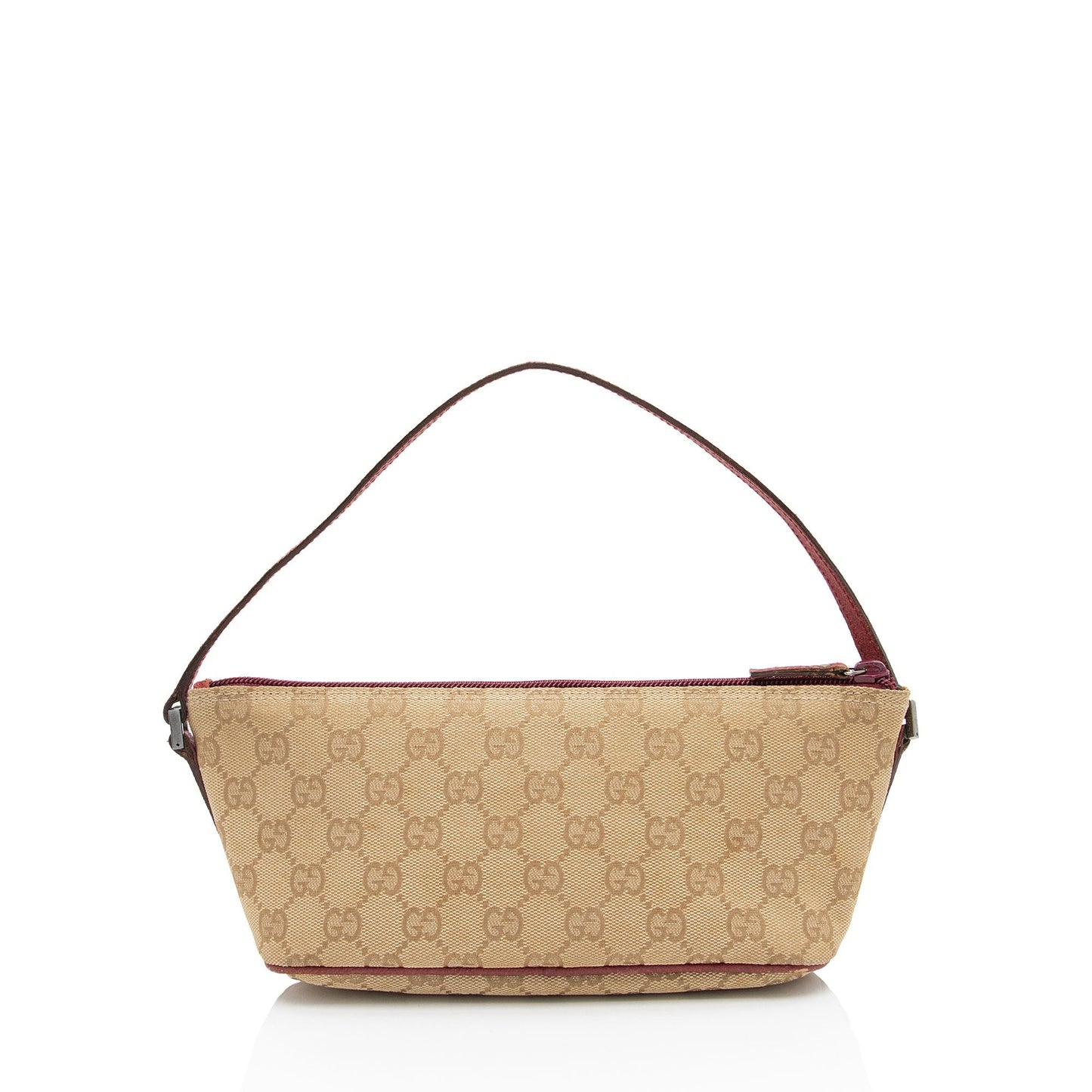Gucci GG Classic Pochette SHF-aGAUWG Leather Canvas Beige Red Clutch Bag