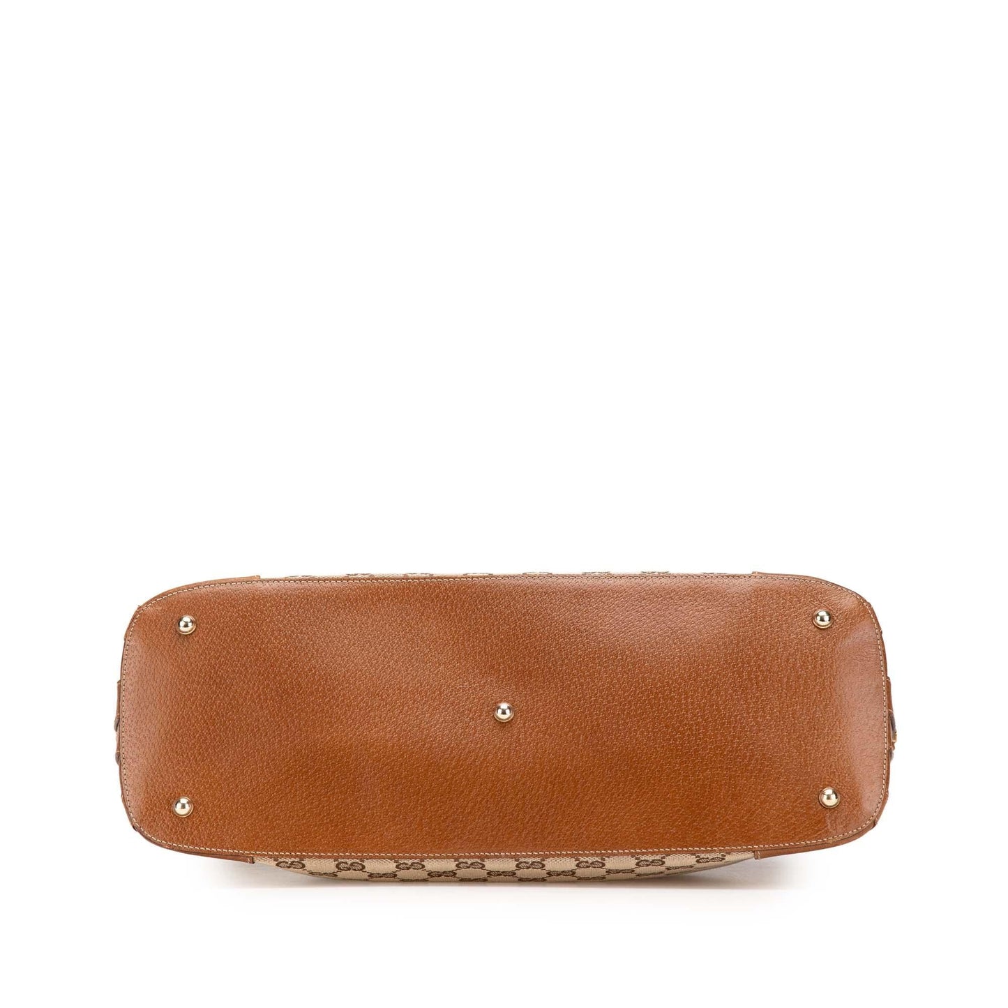 Gucci GG Dome Nailhead Canvas Calf Brown Satchel Bag