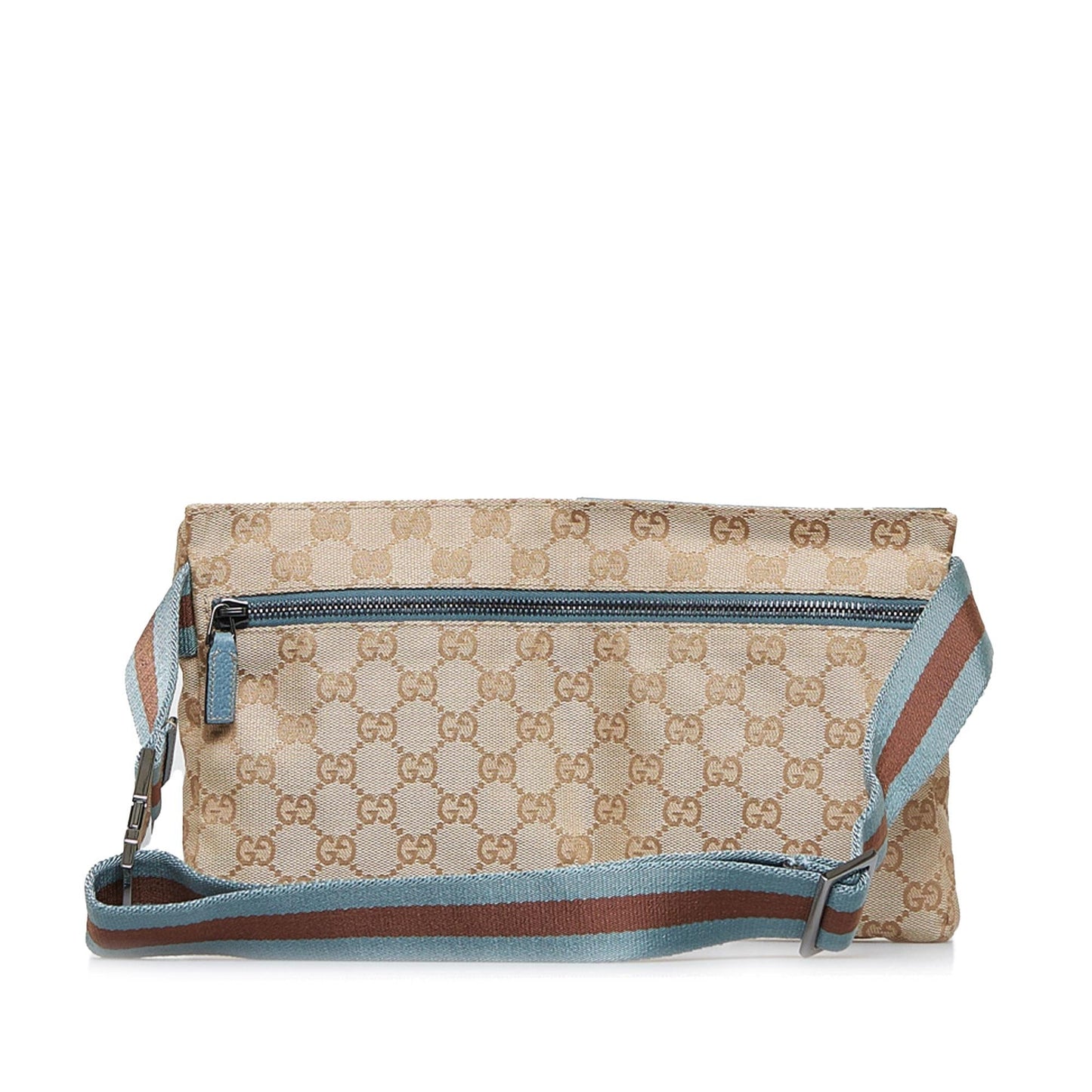 Gucci GG Double Pocket Belt SHG-SPTFFs Canvas Brown Accessory