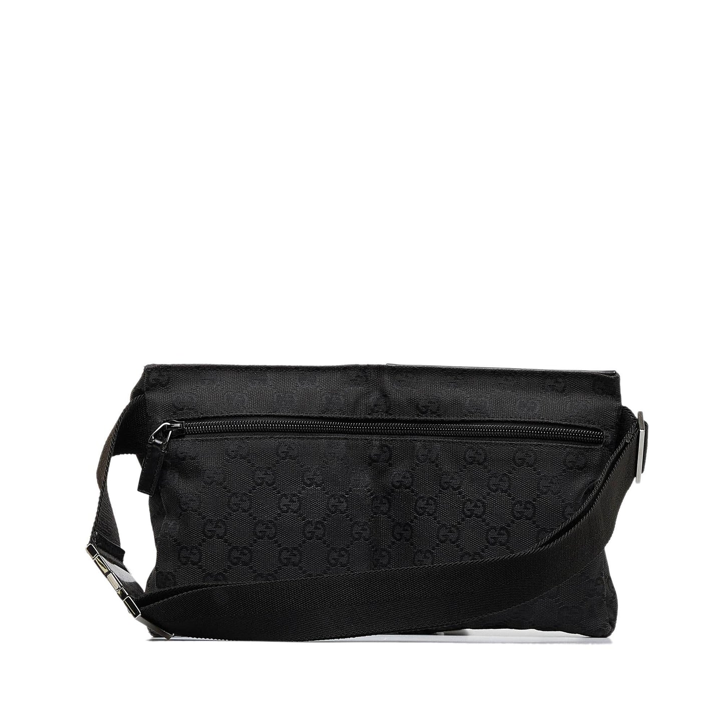 Gucci GG Double Pocket Belt SHG-9YRfAM Canvas Black Accessory