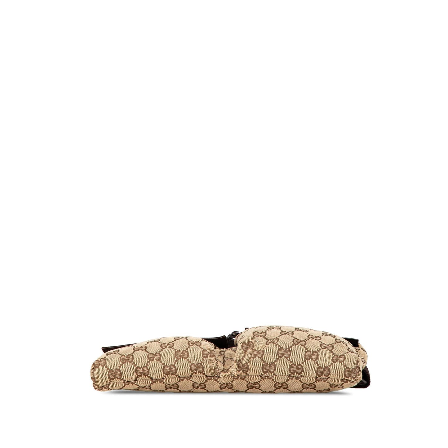 Gucci GG Double Pocket Belt Canvas Calf Brown Accessory Shg O76Tny