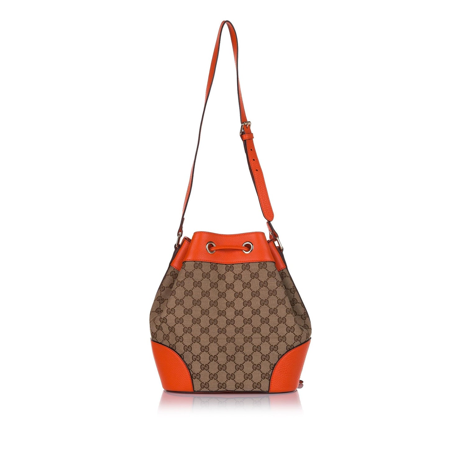 Gucci GG Drawstring SHG Canvas Brown Bucket Jewelry