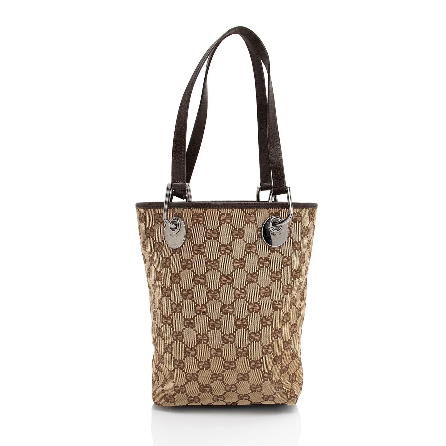 Gucci GG Eclipse N S SHF-QqGTJE Leather Canvas Brown Beige Tote Bag