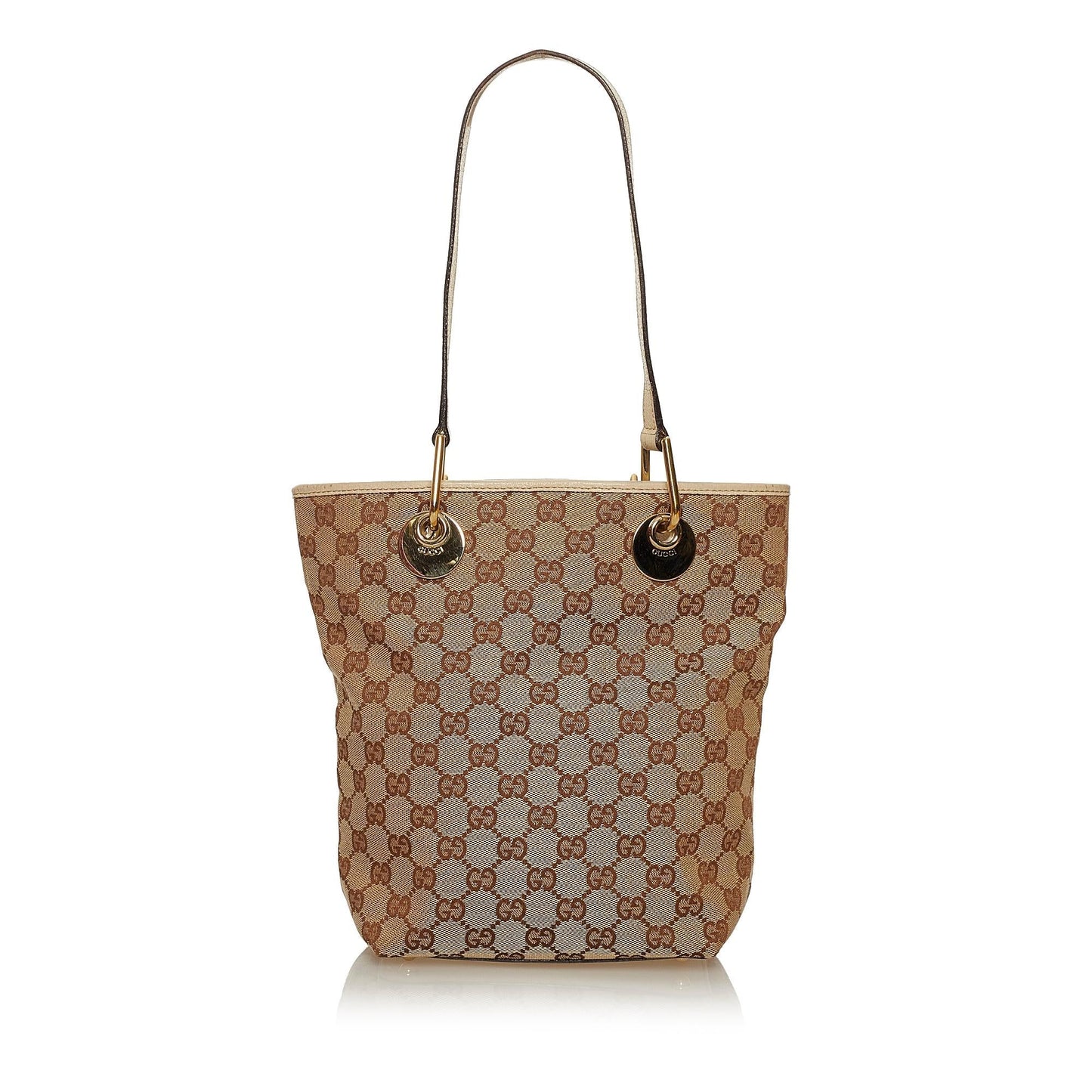 Gucci GG Eclipse SHG Canvas White Brown Tote Bag 6