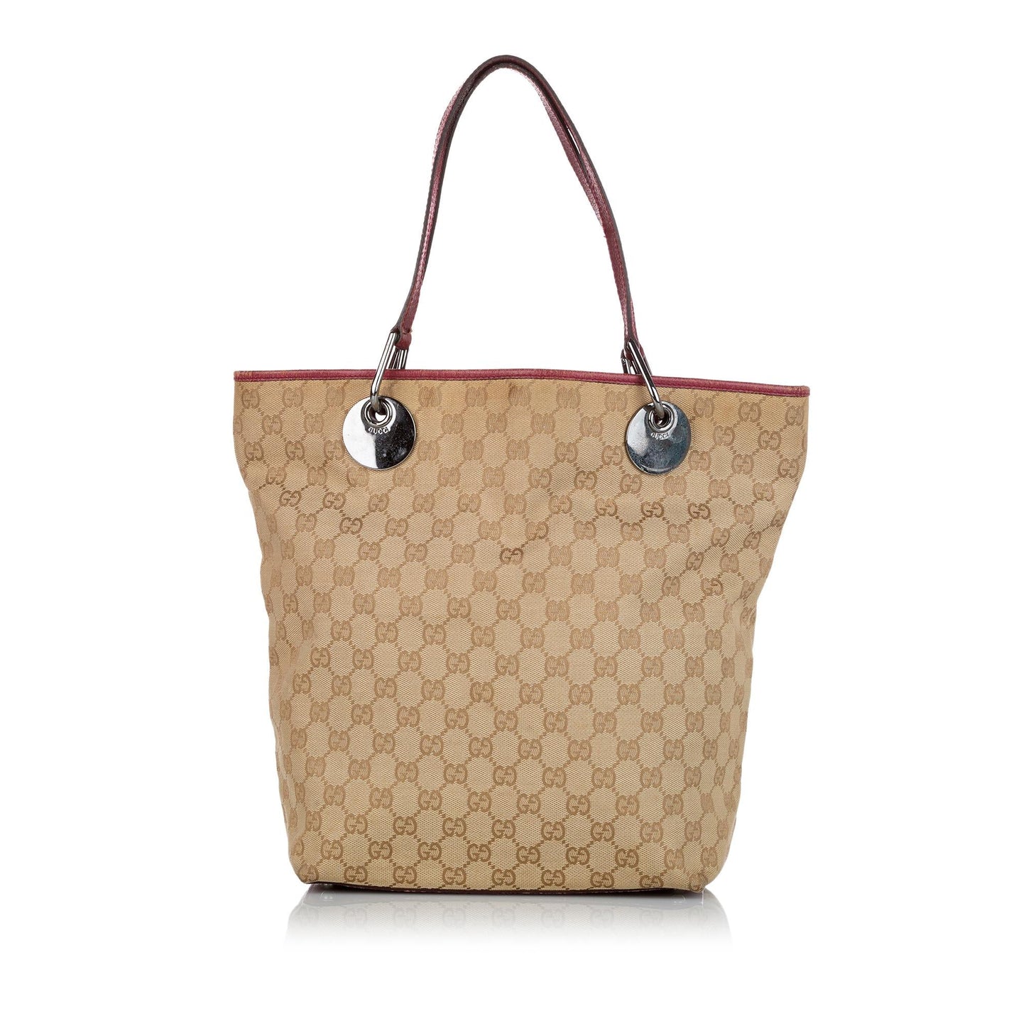 Gucci GG Eclipse SHG Canvas Calf Brown Pink Tote Bag