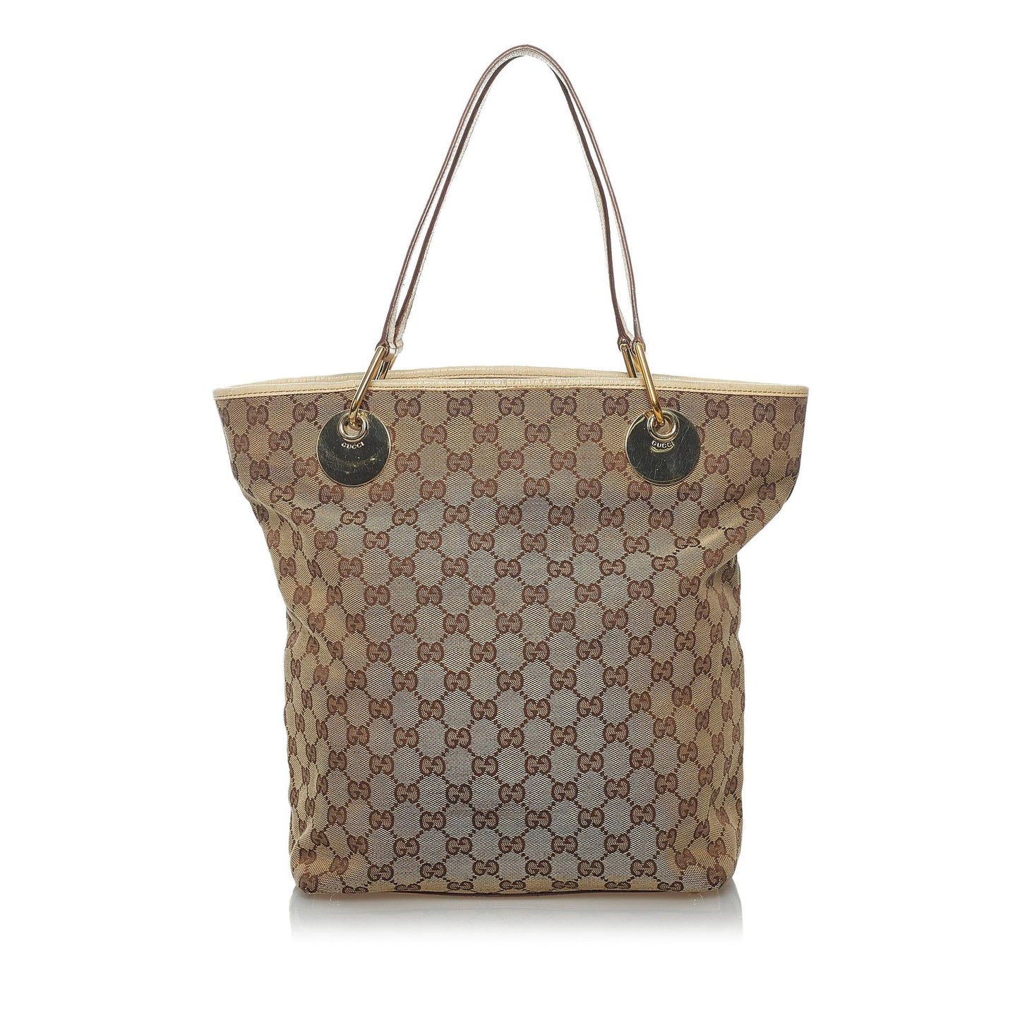 Gucci GG Eclipse SHG Canvas Calf White Brown Tote Bag