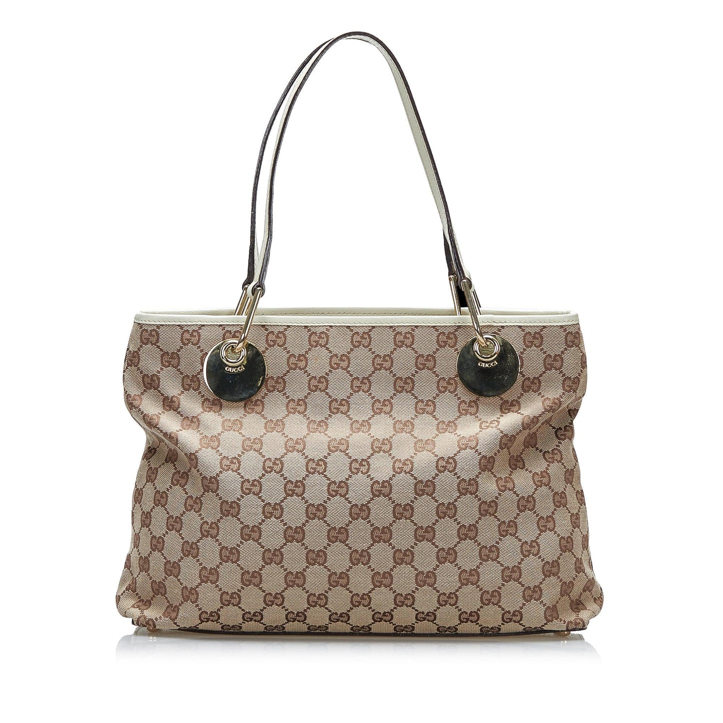 Gucci GG Eclipse SHG-y7kFVR Canvas Calf White Brown Tote Bag