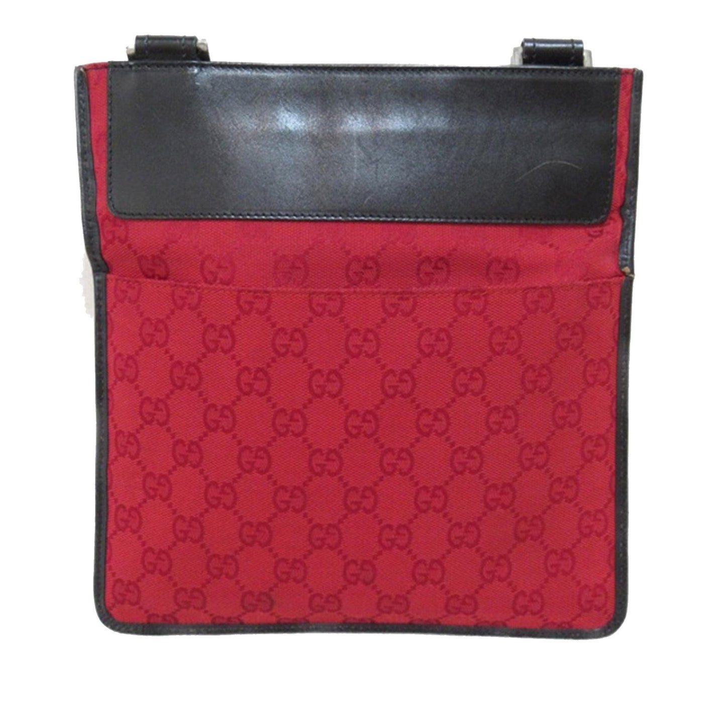 Gucci GG Flat Messenger SHG-wErO8J Canvas Calf Black Red Shoes