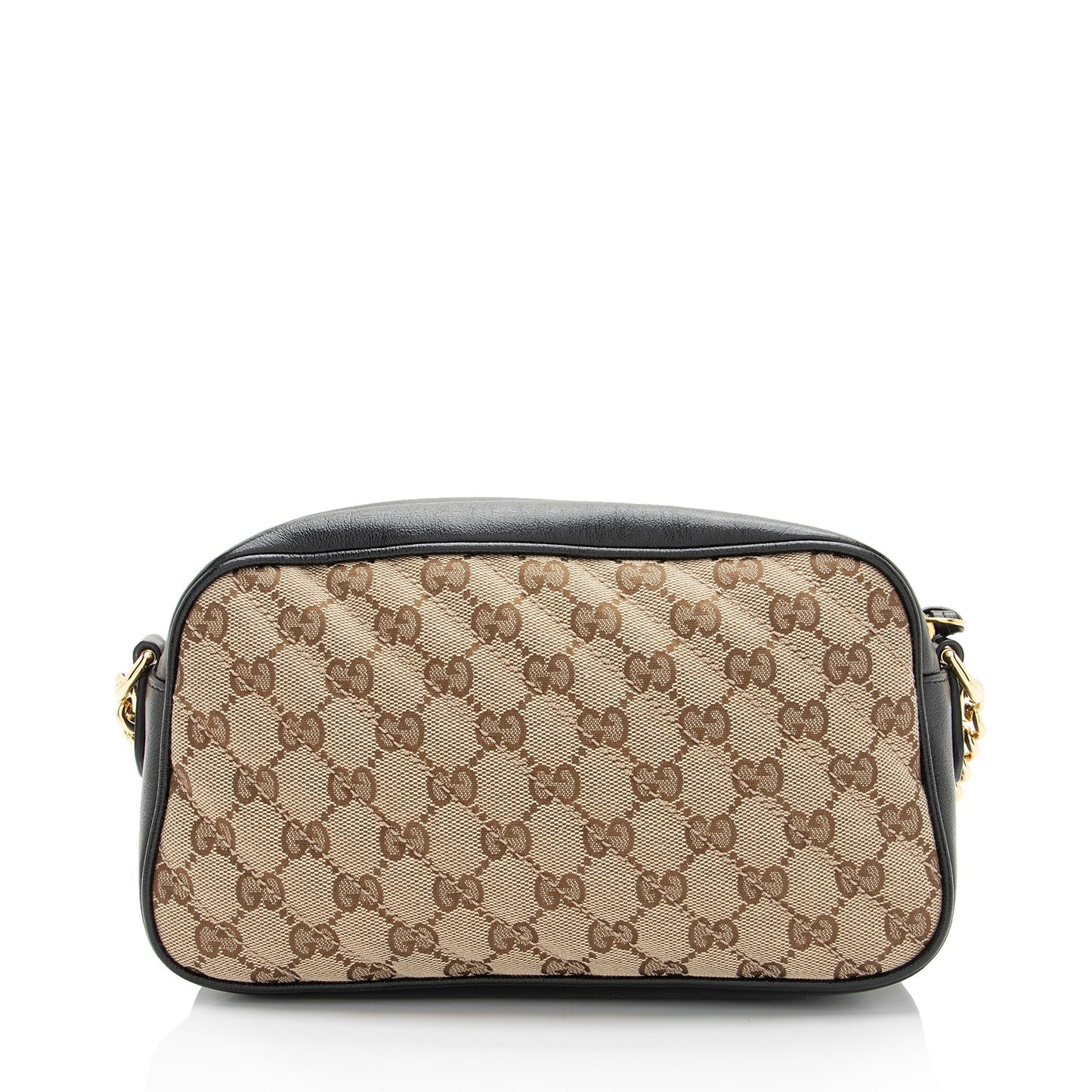Gucci GG Marmont SHF-vFaifH Leather Canvas Black Brown Crossbody Bag