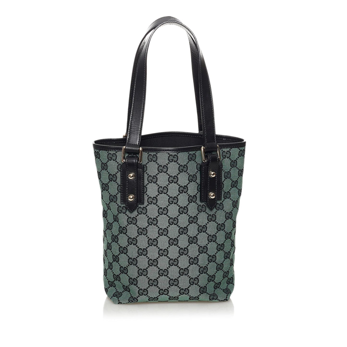 Gucci GG SHG Canvas Calf Blue Grey Satchel Bag