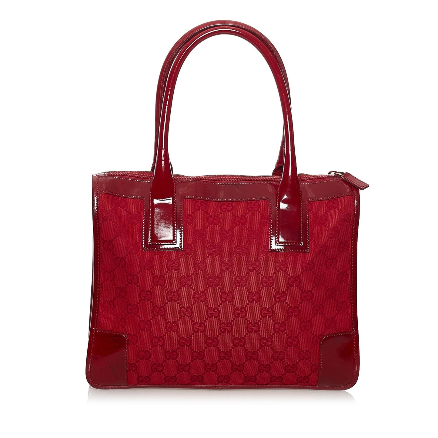 Gucci GG SHG Canvas Red Satchel Bag 5