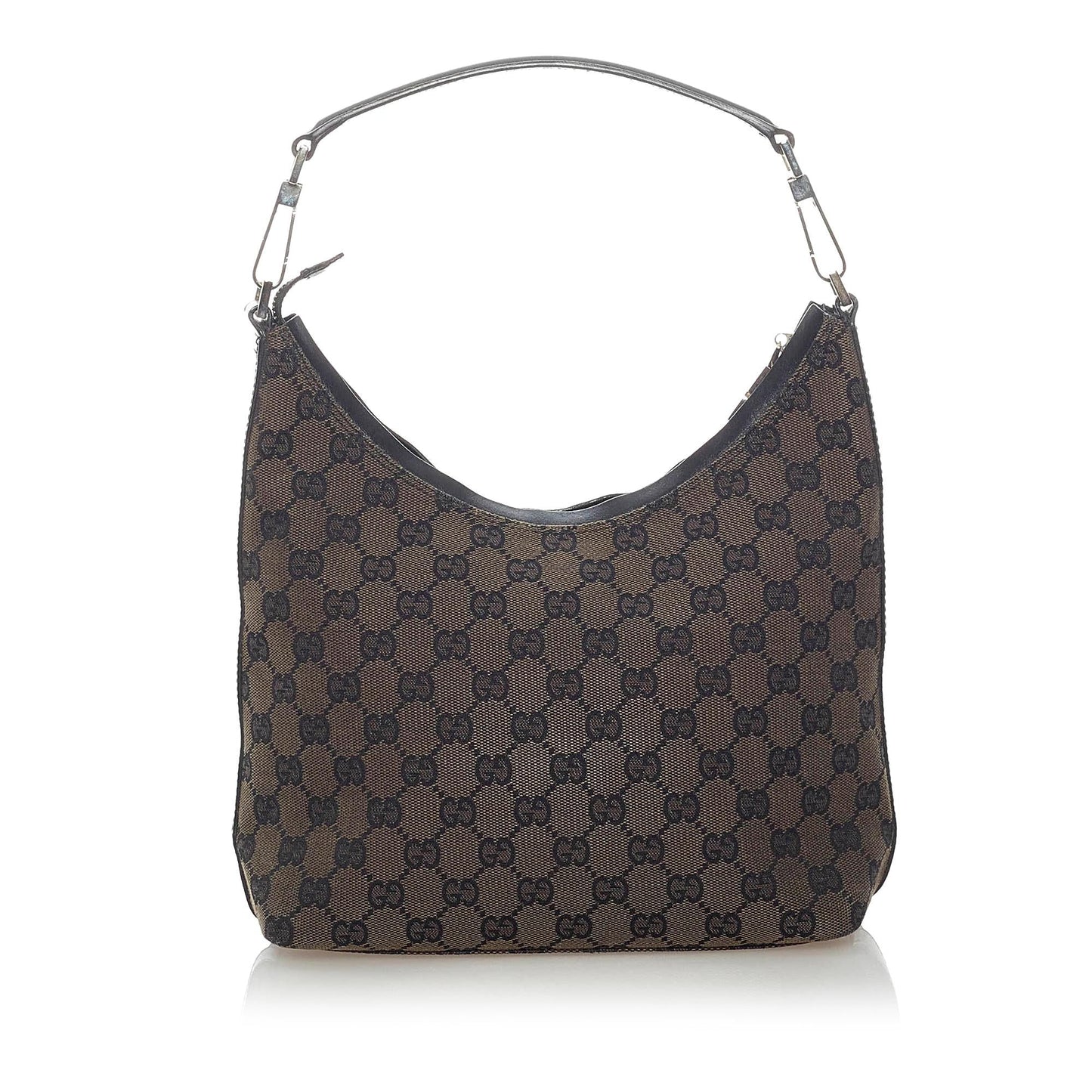 Gucci GG SHG Canvas Calf Brown Satchel Bag Handbag Shg