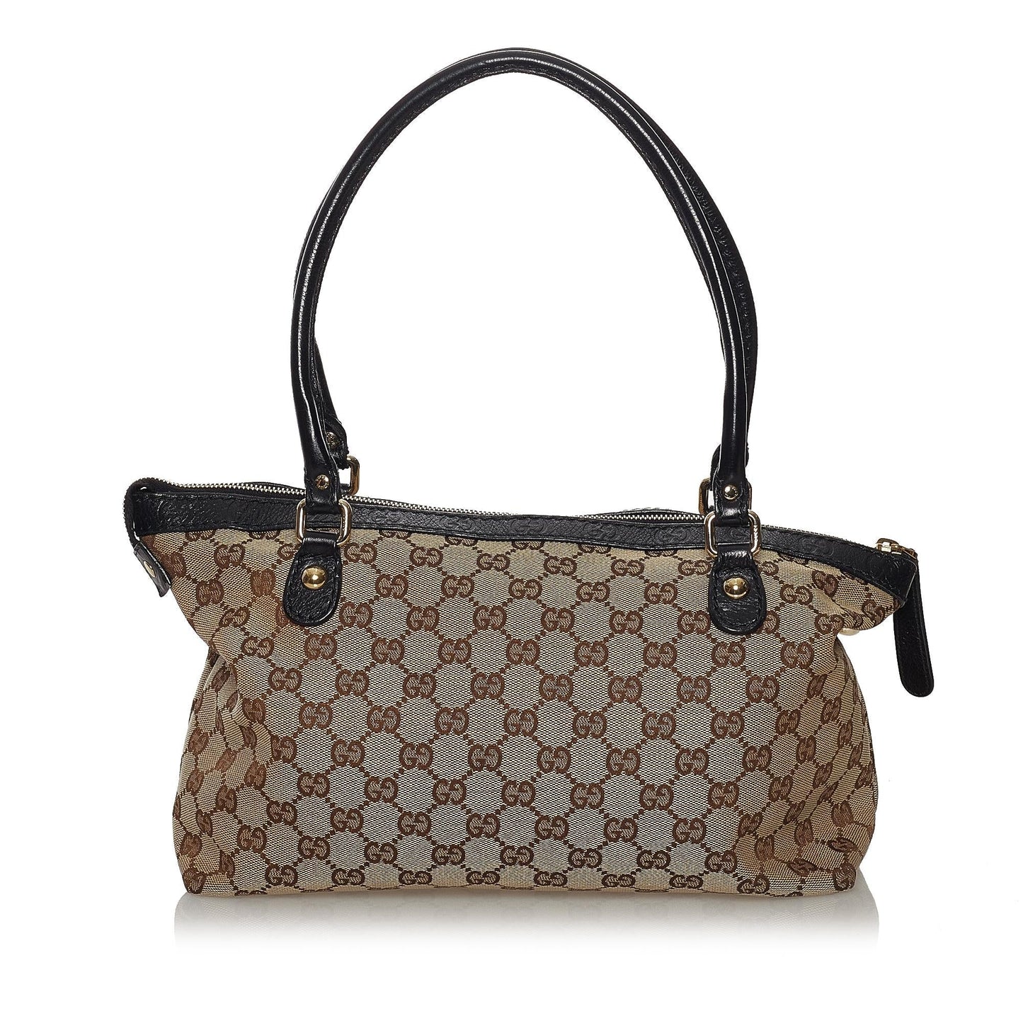 Gucci GG SHG Canvas Black Brown Satchel Bag