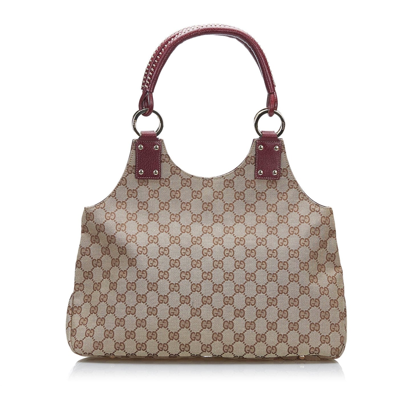 Gucci GG SHG-JyzxZr Canvas Calf Brown Red Satchel Bag