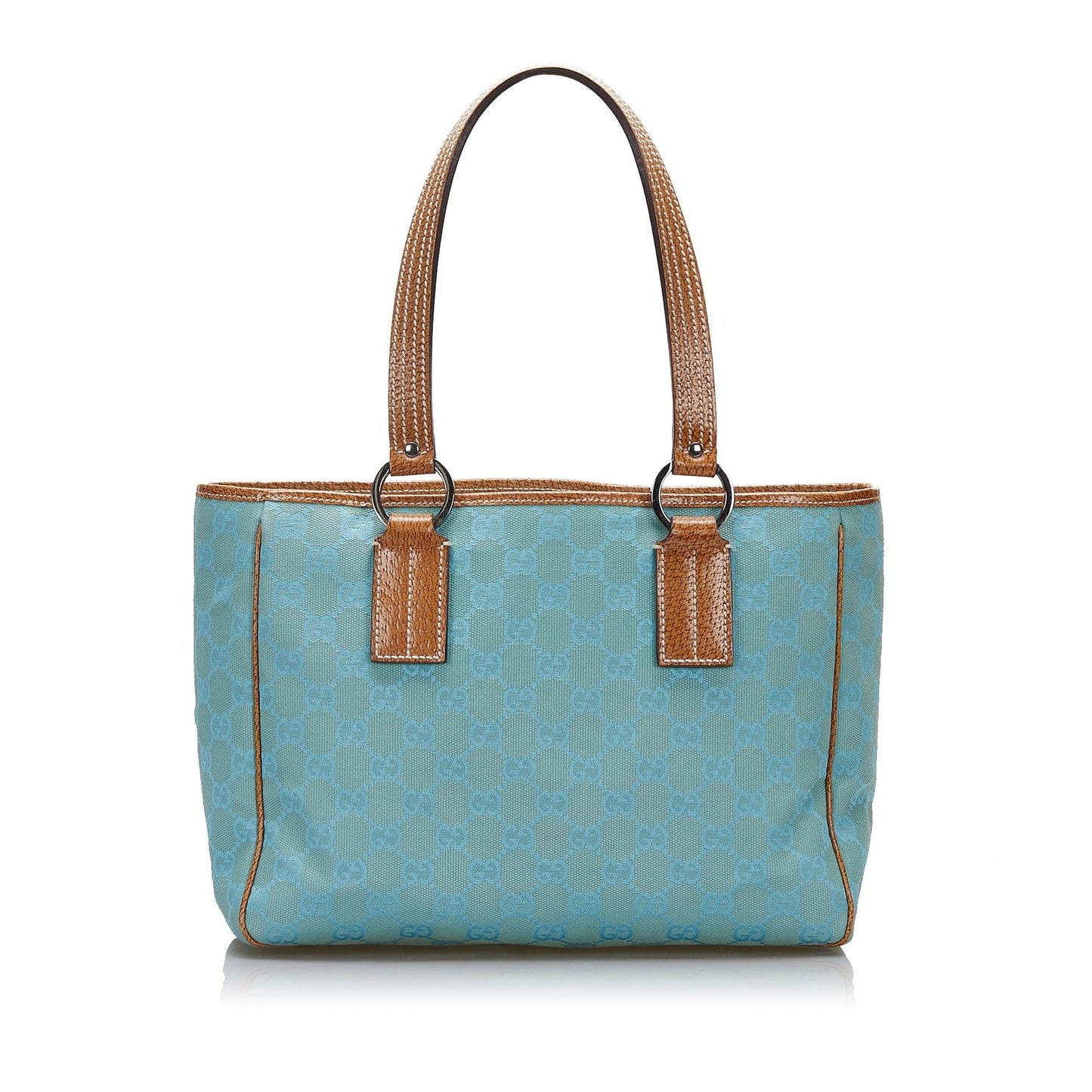 Gucci GG SHG-JCmL58 Canvas Calf Brown Blue Satchel Bag