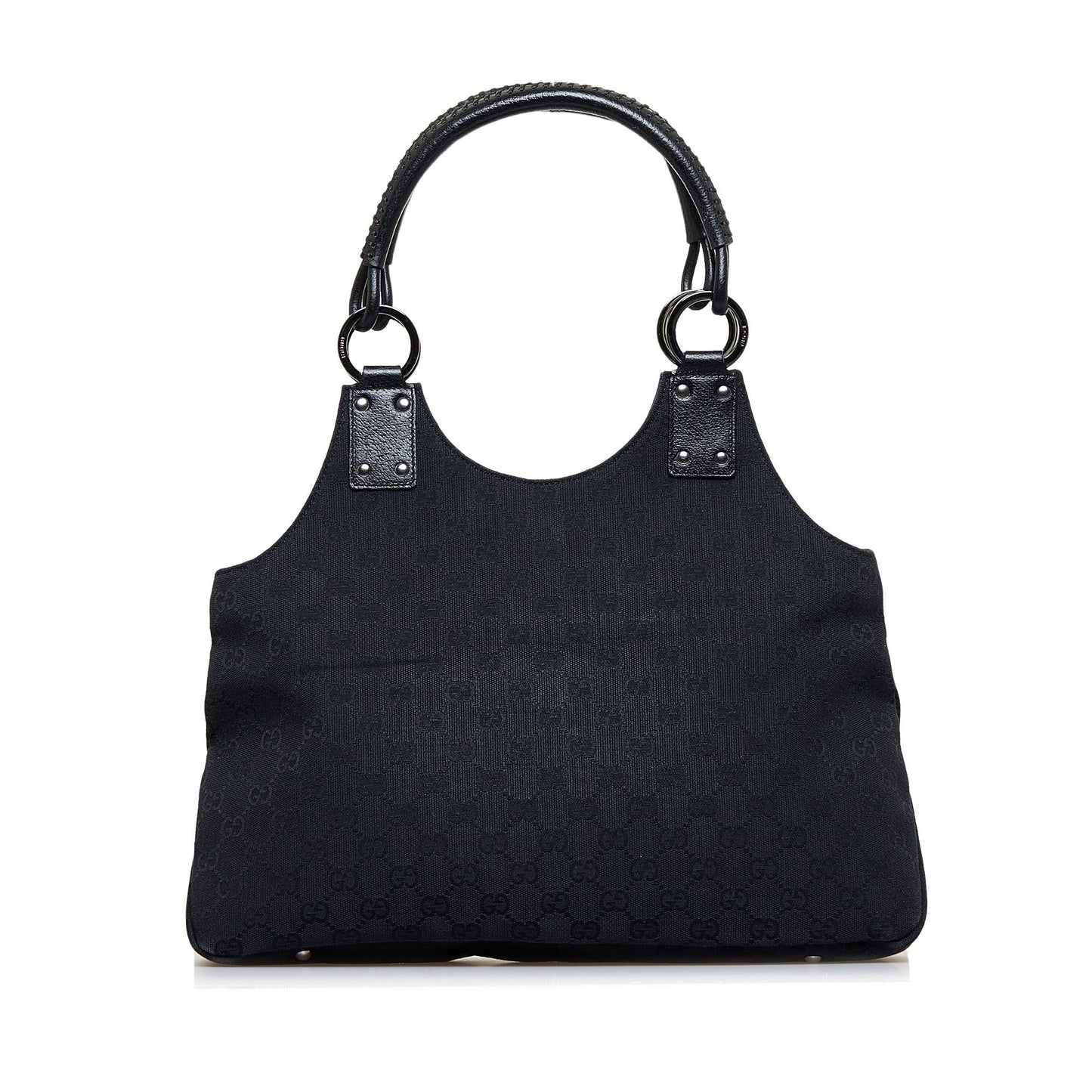 Gucci GG SHG-a6ca6X Canvas Calf Black Satchel Bag