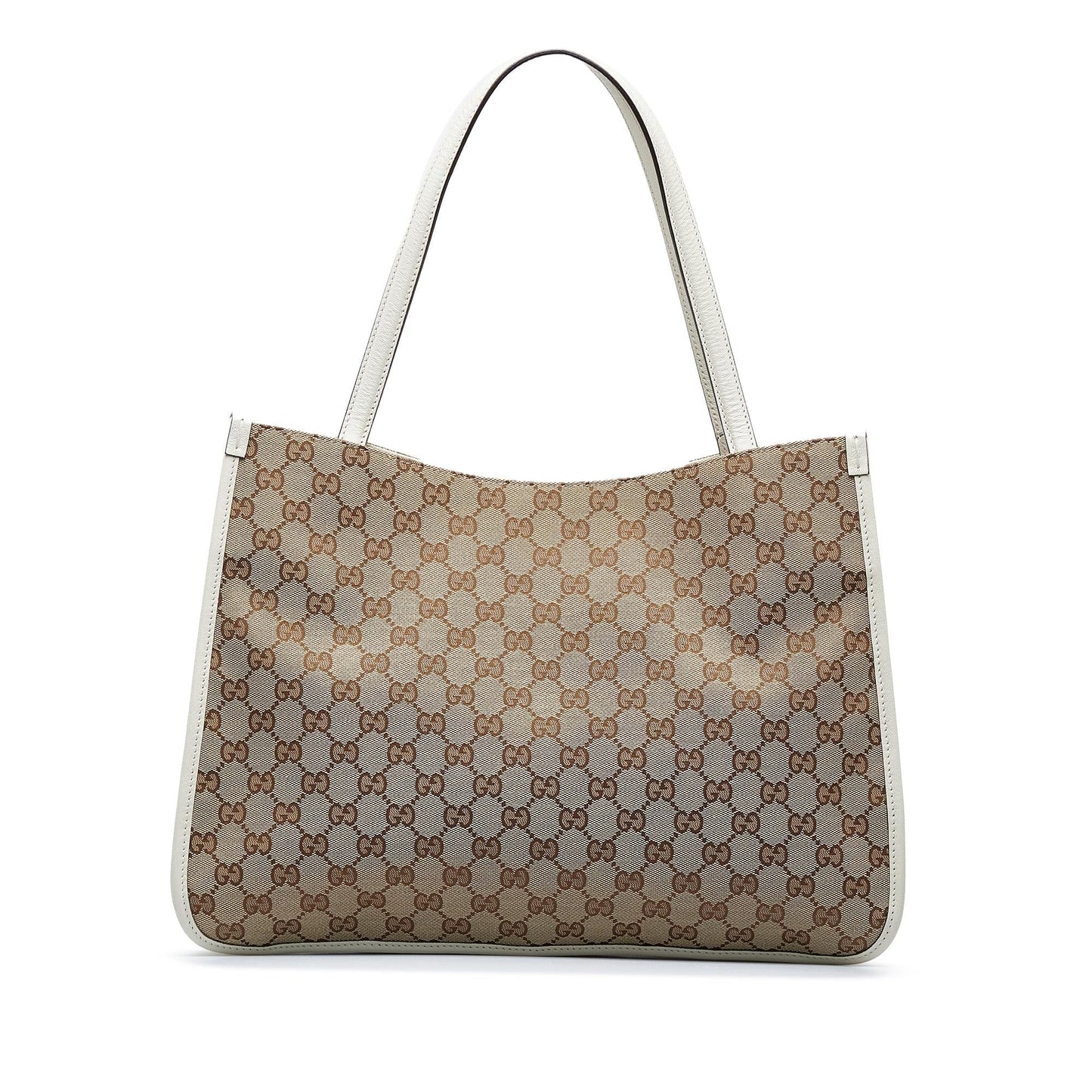 Gucci GG Horsebit SHG-vcIr3M Canvas Calf White Brown Tote Bag