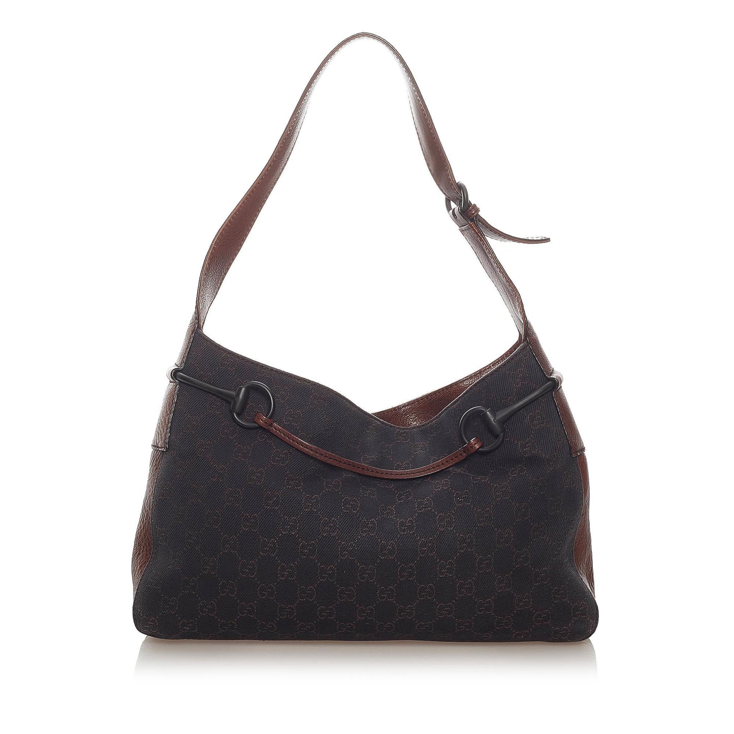 Gucci GG Horsebit SHG Canvas Calf Brown Shoulder Bag