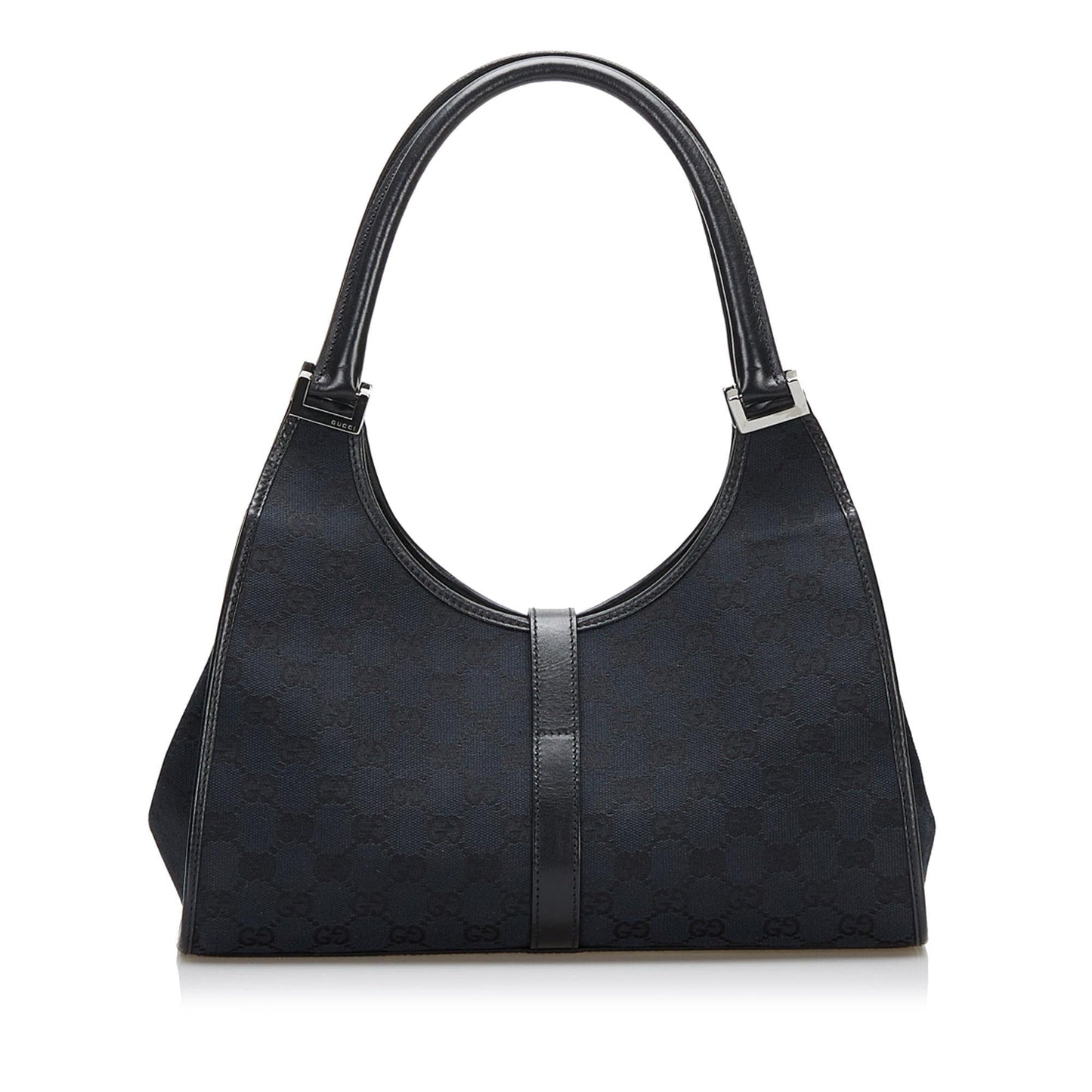 Gucci GG Jackie Bardot SHG Canvas Black Satchel Bag
