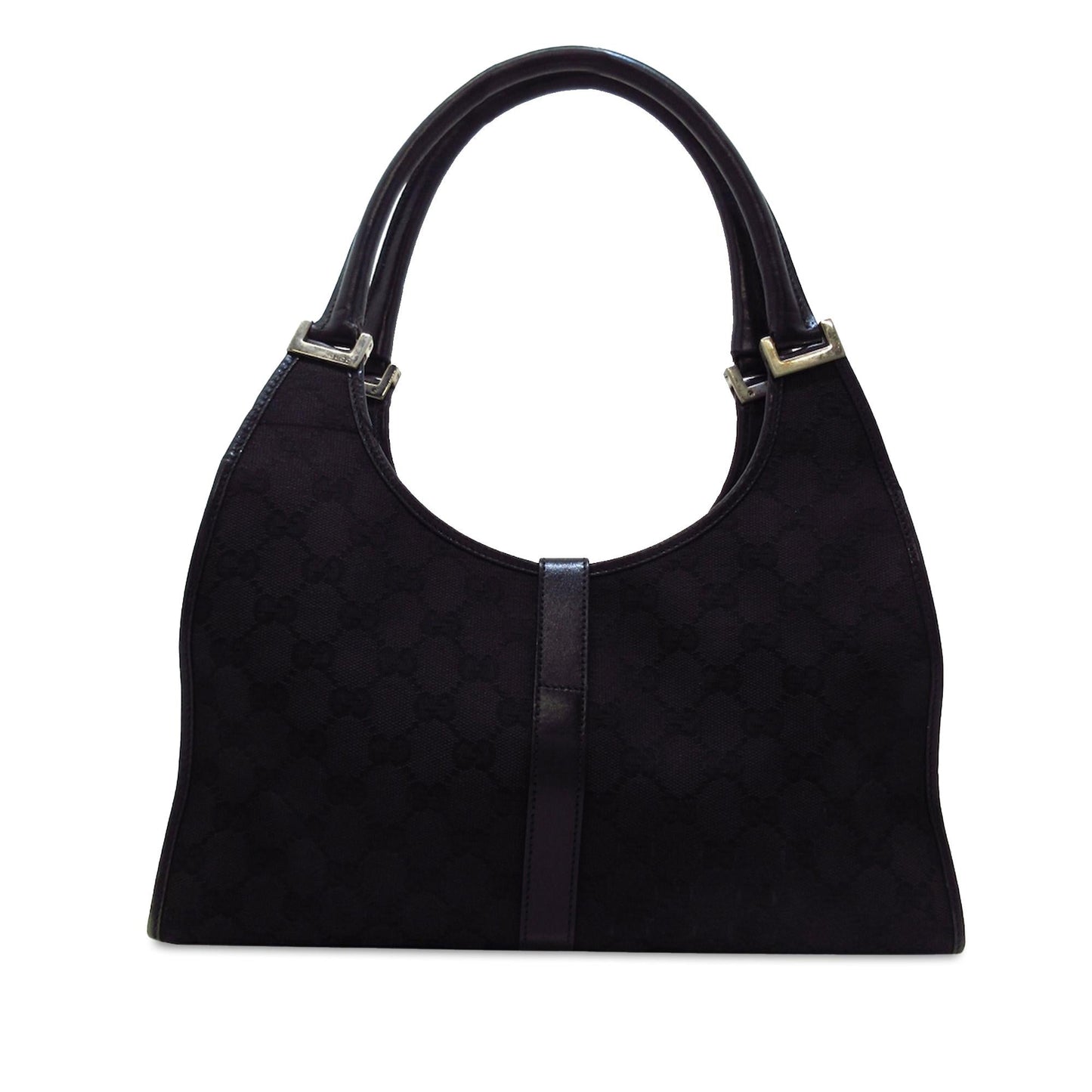 Gucci GG Jackie Bardot SHG-w9rGYu Canvas Calf Black Shoulder Bag