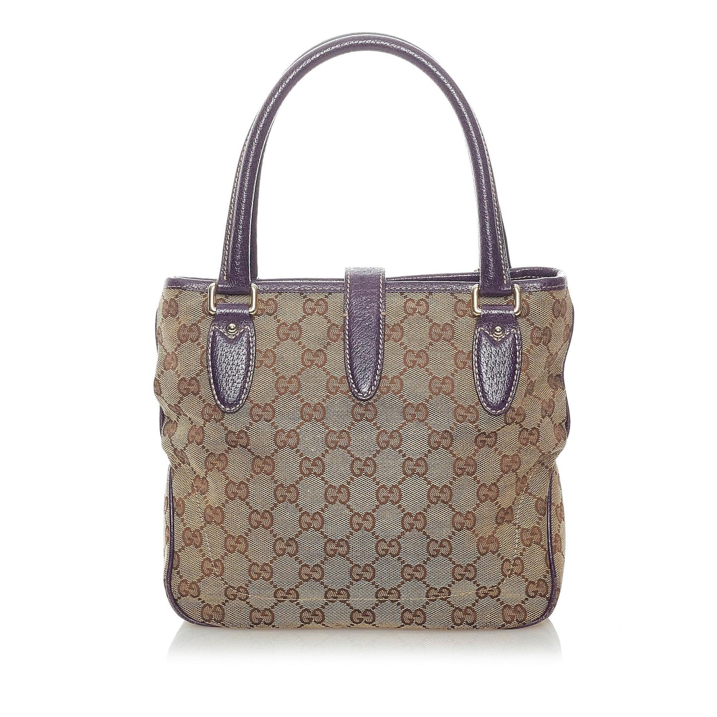 Gucci GG Jackie Piston Lock SHG Canvas Calf Brown Tote Bag Tote Shg