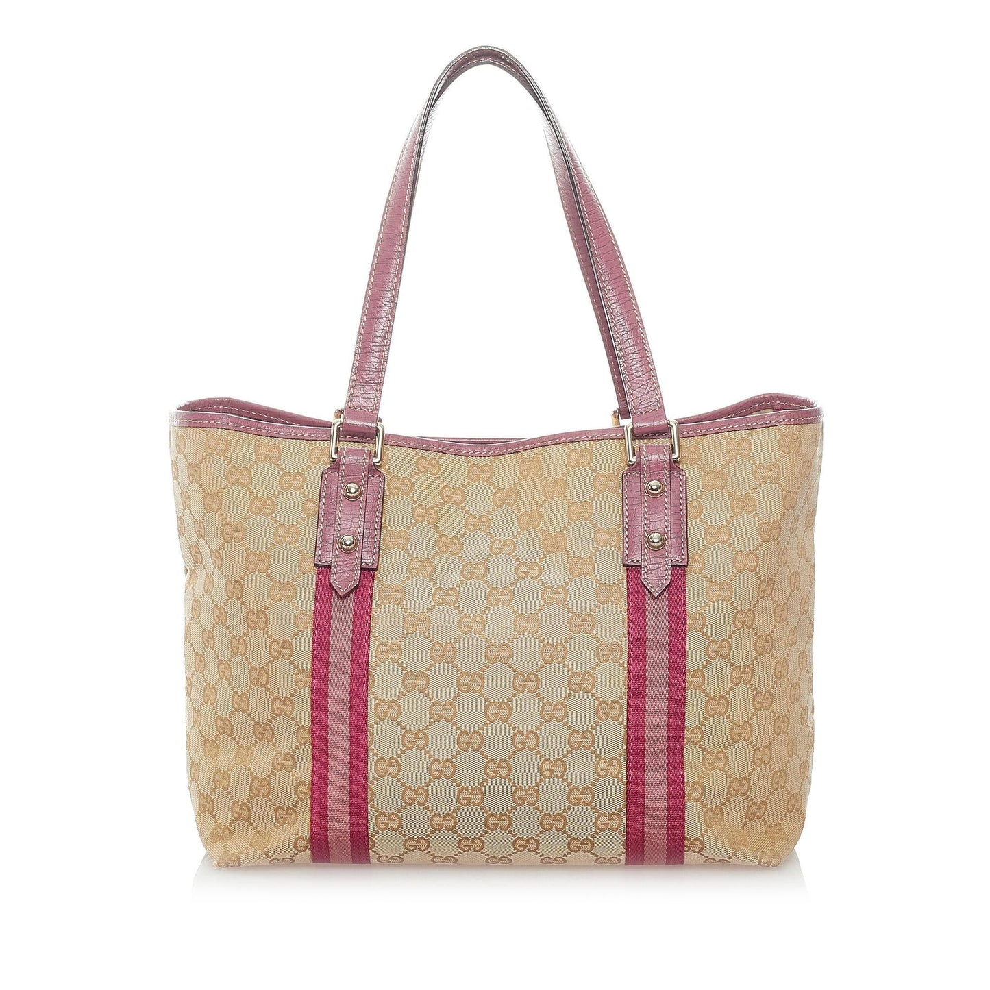 Gucci GG Jolicoeur SHG Canvas Brown Pink Tote Bag
