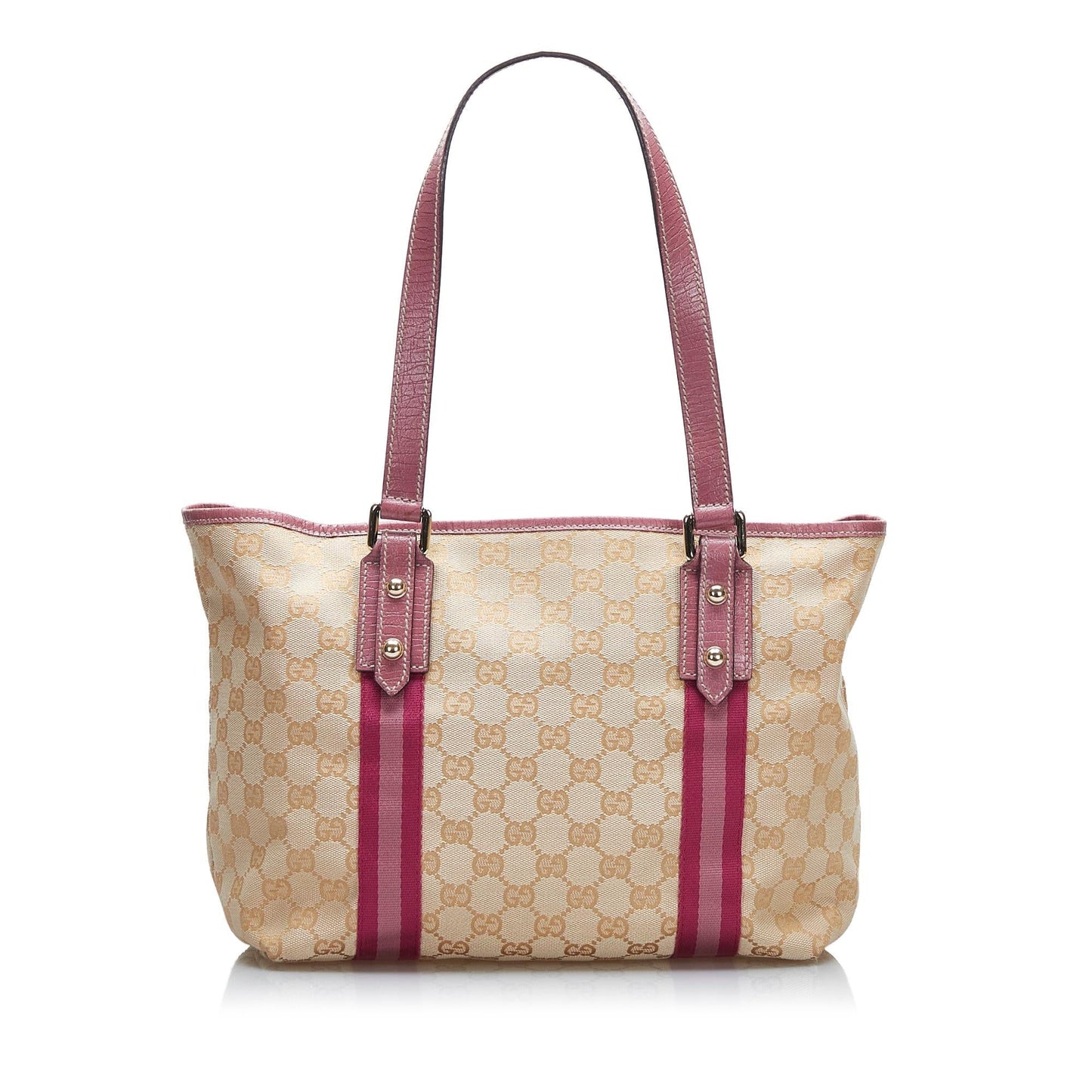 Gucci GG Jolicoeur SHG-3HjuR6 Canvas Calf Brown Pink Tote Bag