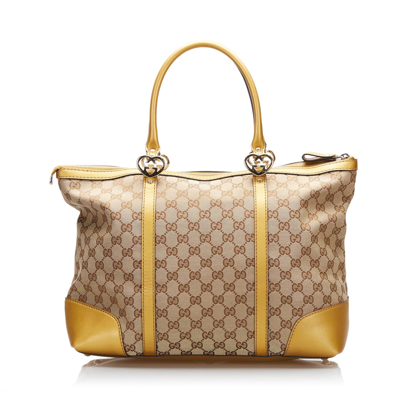 Gucci GG Lovely SHG-ekbP7z Canvas Calf Brown Gold Tote Bag