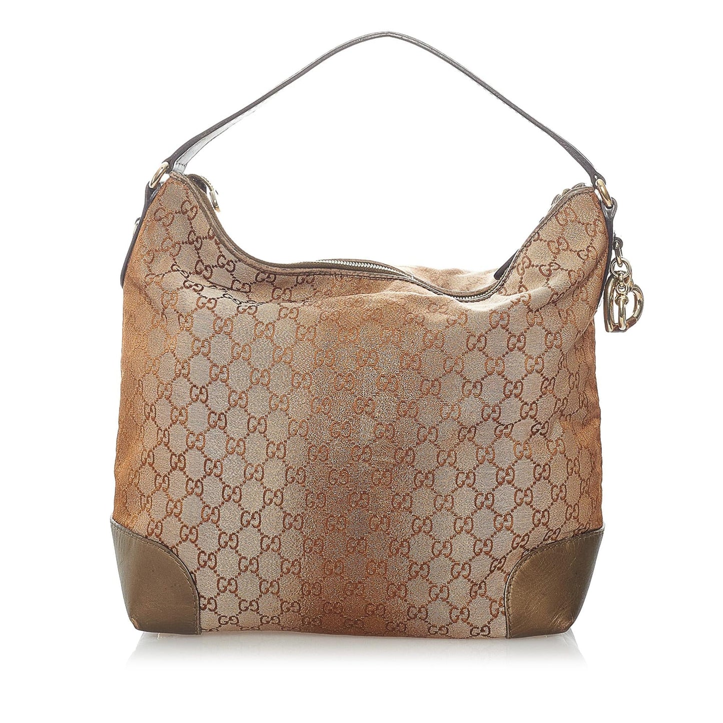 Gucci GG Lurex Heart Bit SHG Canvas Calf Brown Tote Bag Bag Shg